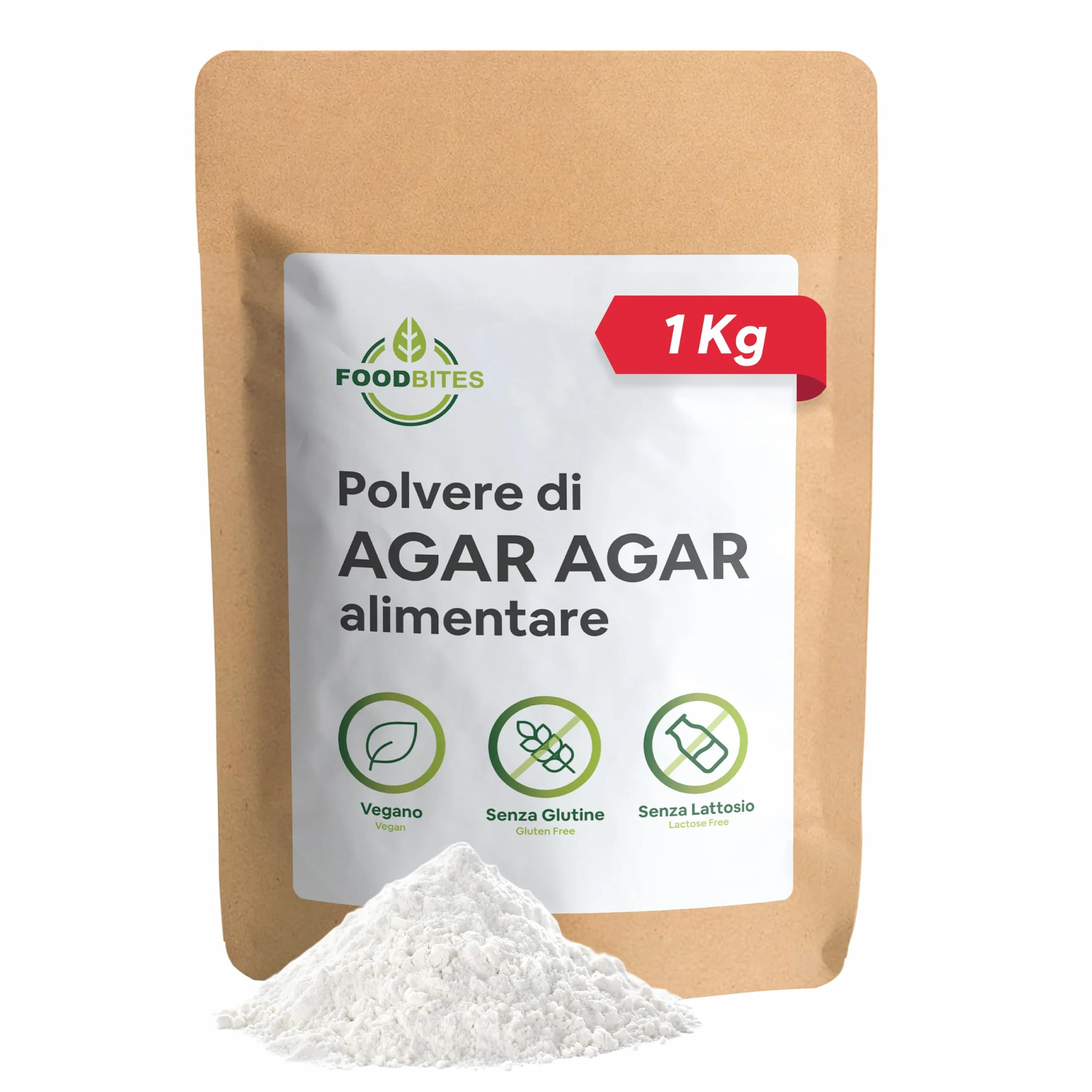 Food Bites Agar Agar Polvere Alimentare 1 Kg per Cucinare - Addensante Alimentare per Dolci, Cucina Molecolare & Mixology - Gelatina Naturale in Polvere 100% di Purezza - eBook OMAGGIO con 20 Ricette