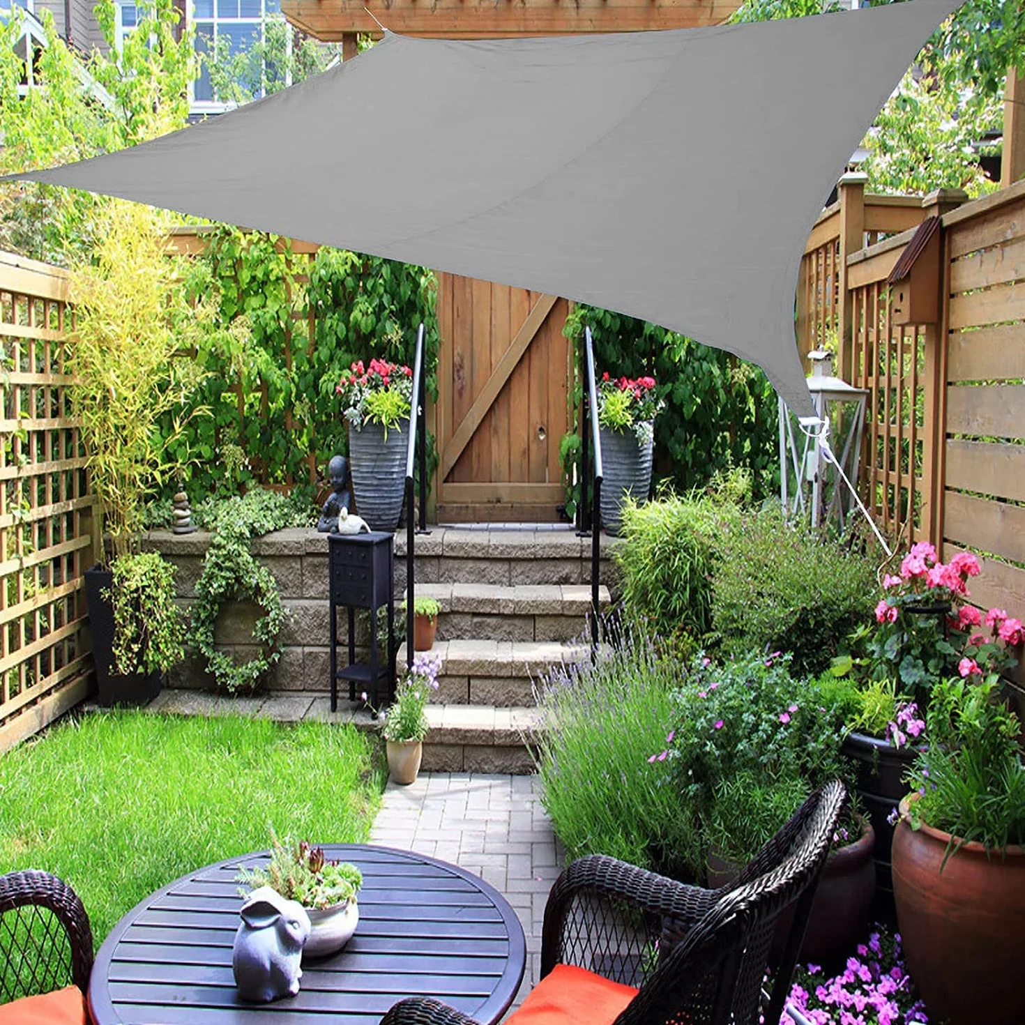 Tenda a Vela Ombreggiante 2x3m Rettangolare, Teli Ombra Esterno Oxford Imperméabile, Protezione UV,con 4 Corde Nylon,Anelli Inox 304,Grigio Scuro per Pergola Giardino Terrazzo.