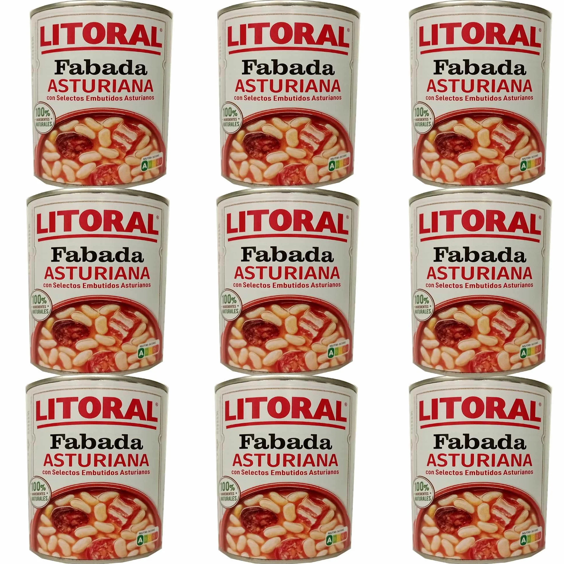 Lotto di 9 lattine stufato di fagioli asturiano marittal 435gr