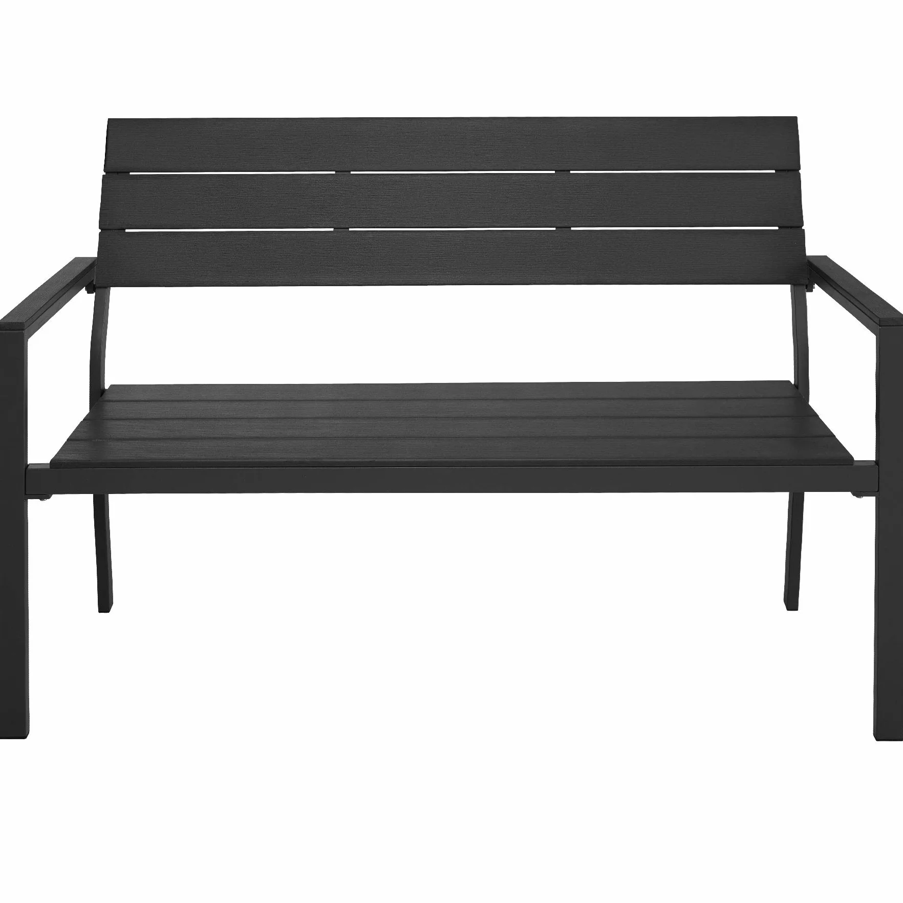 tectake® Panca da Giardino con Telaio in Alluminio, Comoda Panchina da Esterno 2 Posti, Panca con Schienale, Resistente agli Agenti Atmosferici, 128 x 59 x 88 cm - Grigio Scuro