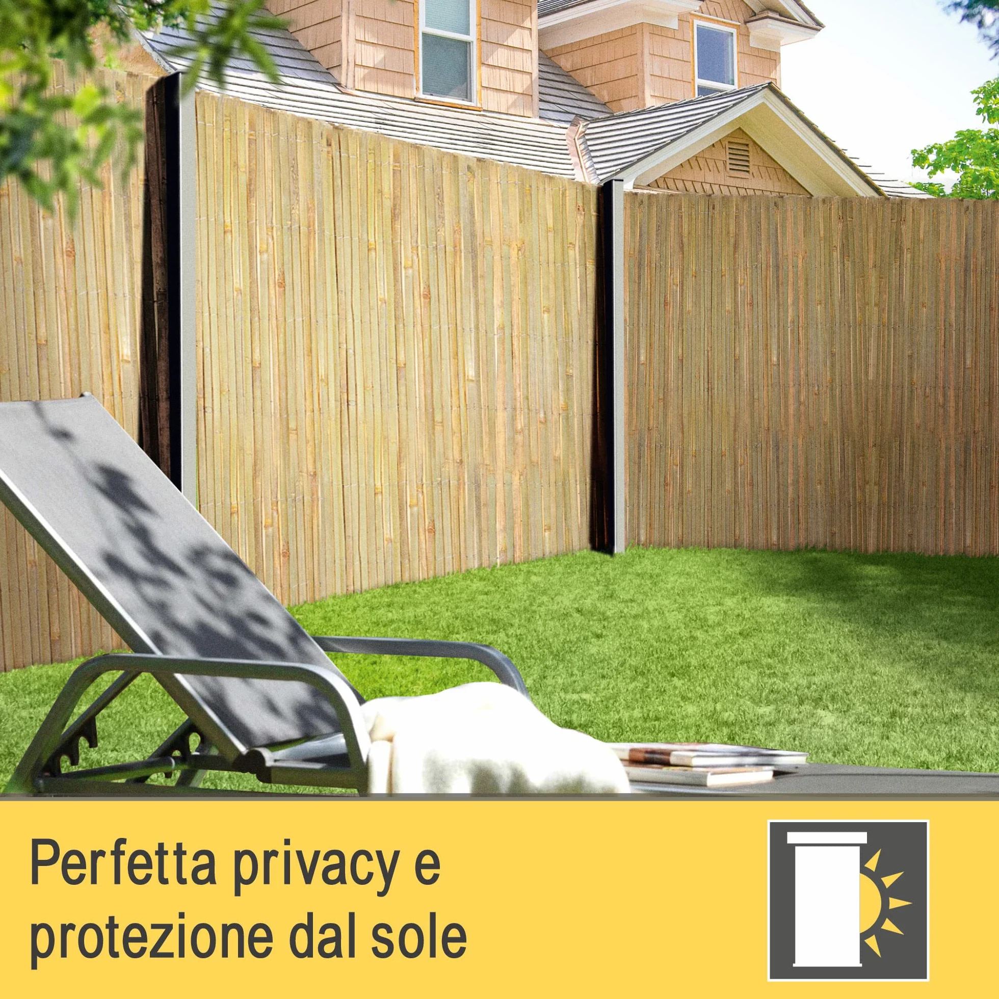 Sol Royal FSC, frangivista in bambù, 80 altezze, per balcone, giardino, in bambù, come protezione dal vento e dagli sguardi indiscreti, per recinzione da giardino, 80 x 600 cm, protezione per la