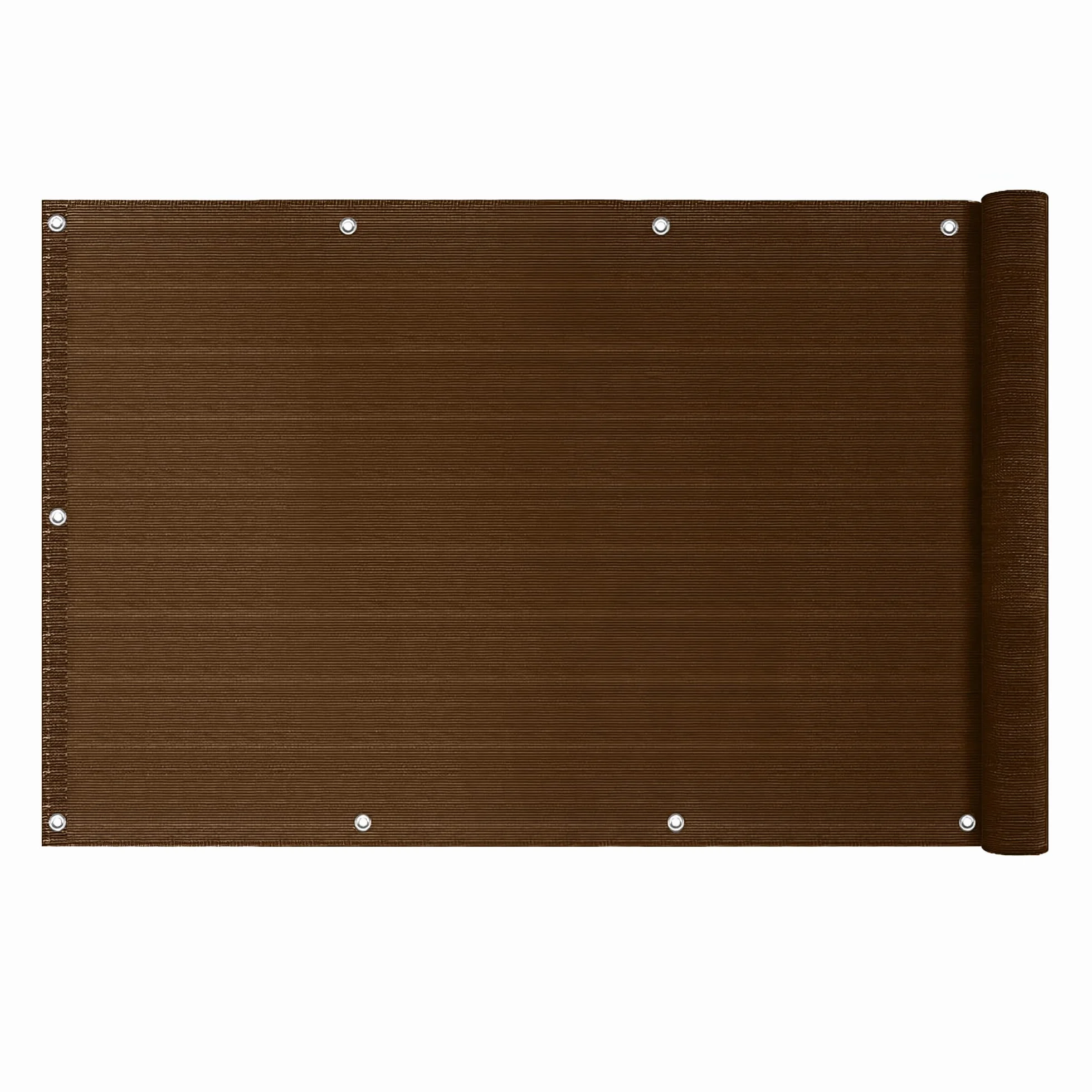 IlGruppone Telo Copribalcone Tinta Unita 90 x 500 Cm HDPE UV Frangivento con Occhielli - Schermo Privacy Terrazzo Frangivista Recinzione Copri Ringhiera Balconi Antipioggia (Senza Corda, Marrone)