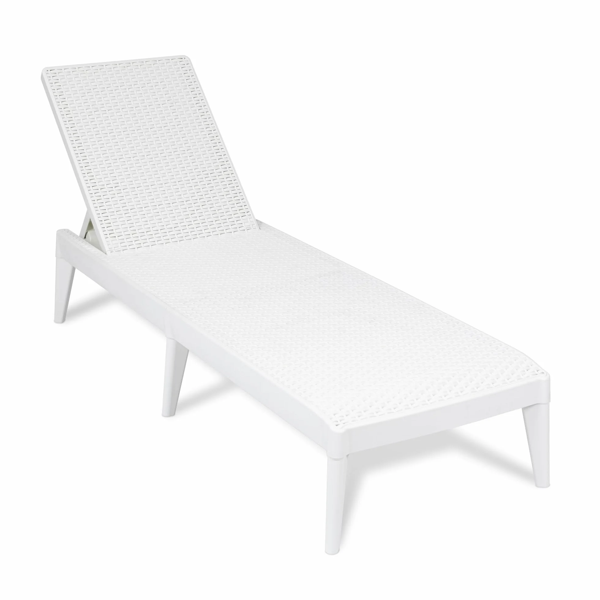 TOOMAX Numana Lettino prendisole da esterno bianco, sdraio reclinabile in 4 posizioni con finitura effetto rattan, 60x186x29h cm, in plastica resistente anti UV, ideale per esterni, terrazza e piscina