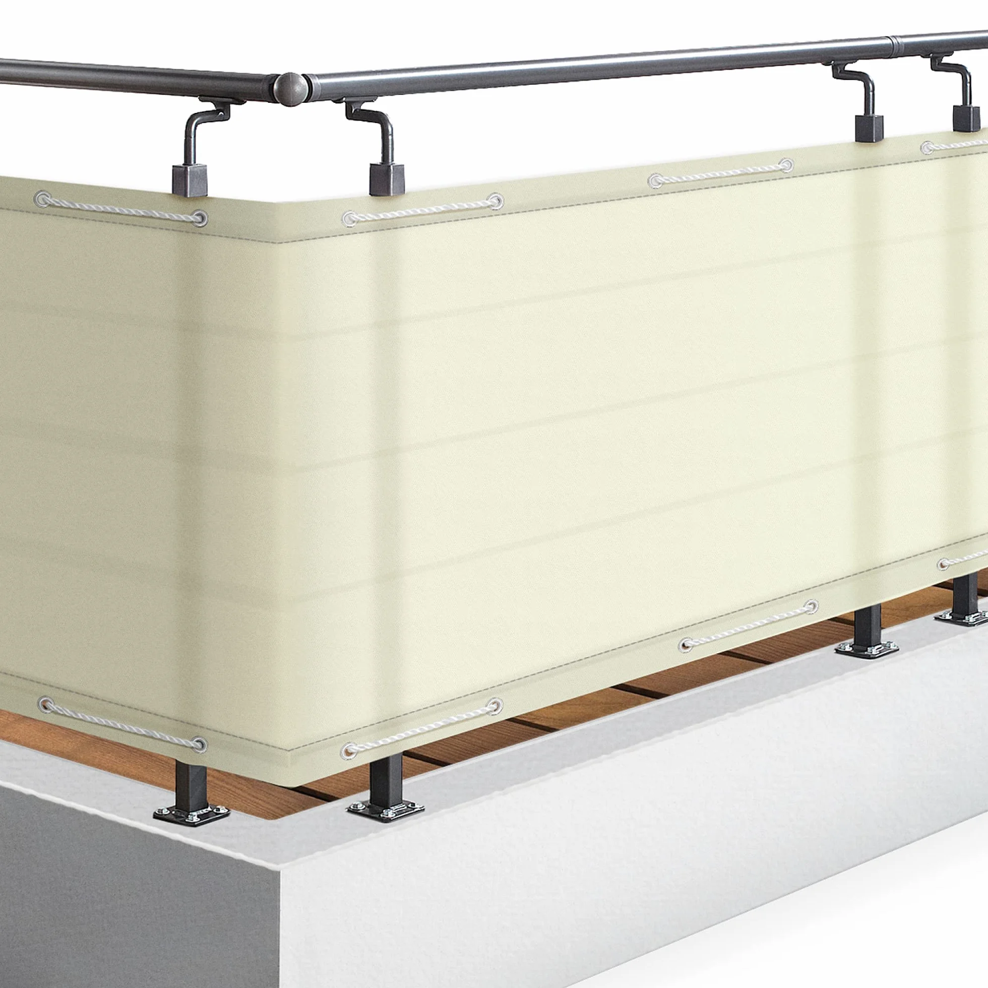 Sol Royal Frangivista e Telo Frangivento per Balconi 90x500 cm in 160g/m PES – Frangivista Balcone Impermeabile & Protezione UV – Schermi Privacy con Occhielli Crema – SolVision PB2