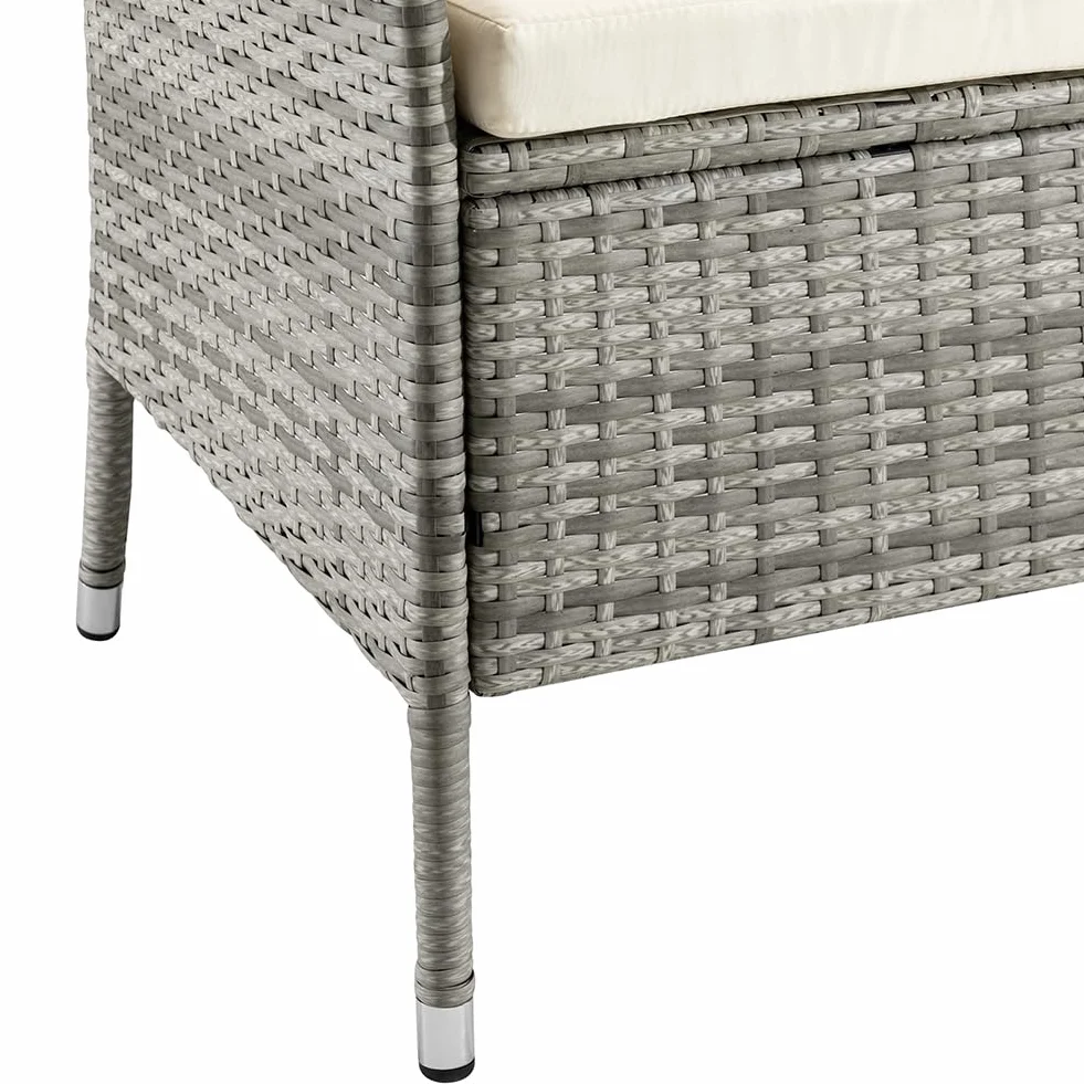 BAKAJI Panchina da Giardino in Polyrattan con Tavolo Integrato e Cuscini, Panchina 2 Posti da Esterno Resistente Ai Raggi UV e alle Intemperie, Panca Divano Ripiano Vetro 123 x 54 x 82.5 cm (Grigio)