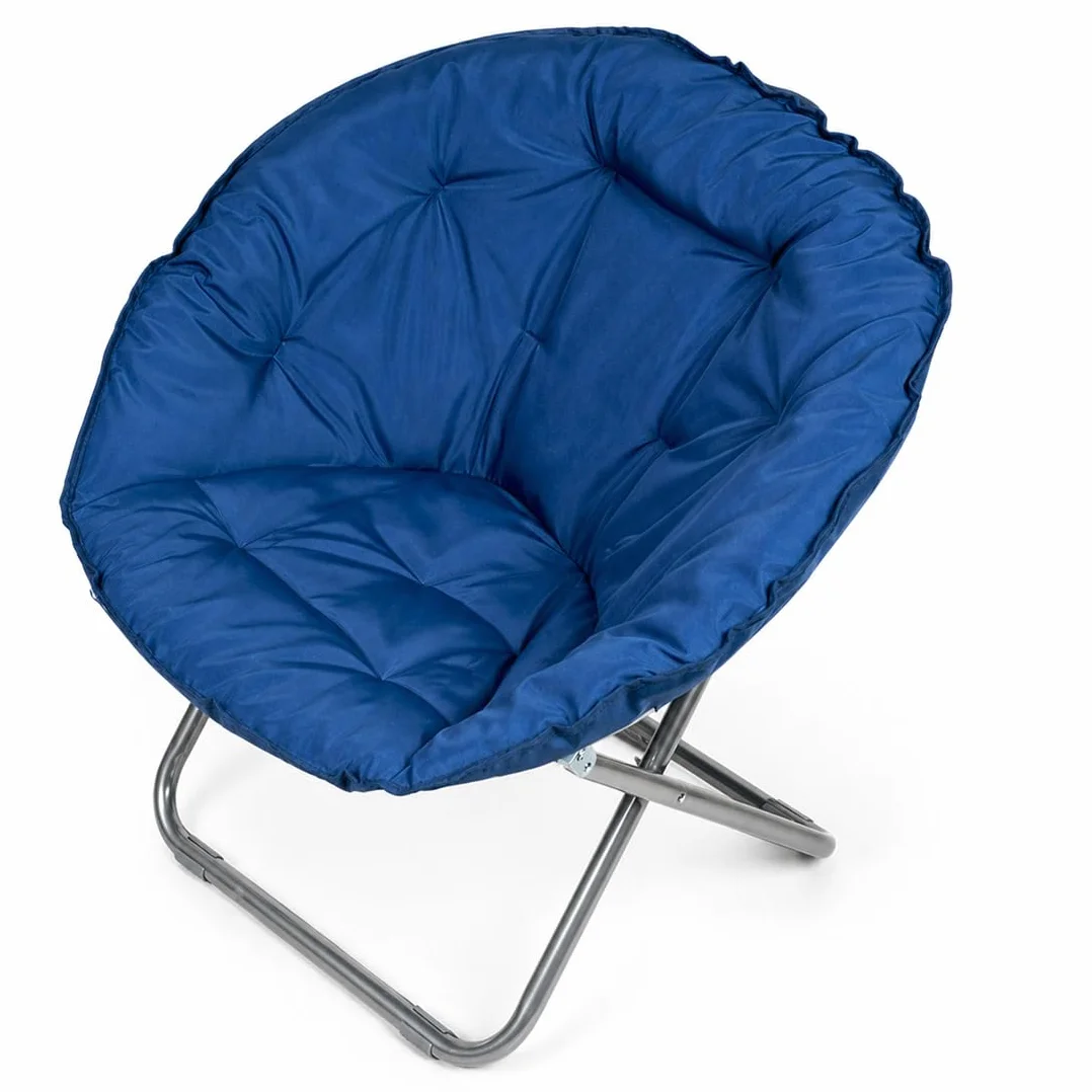 BAKAJI Poltrona Sedia Moon Con Schienale Pieghevole Tessuto Imbottito Trasporto Da Giardino Terrazza Imbottitura Resistente e Confortevole Struttura In Acciaio Design Moderno 60x78x78 cm (Blu)