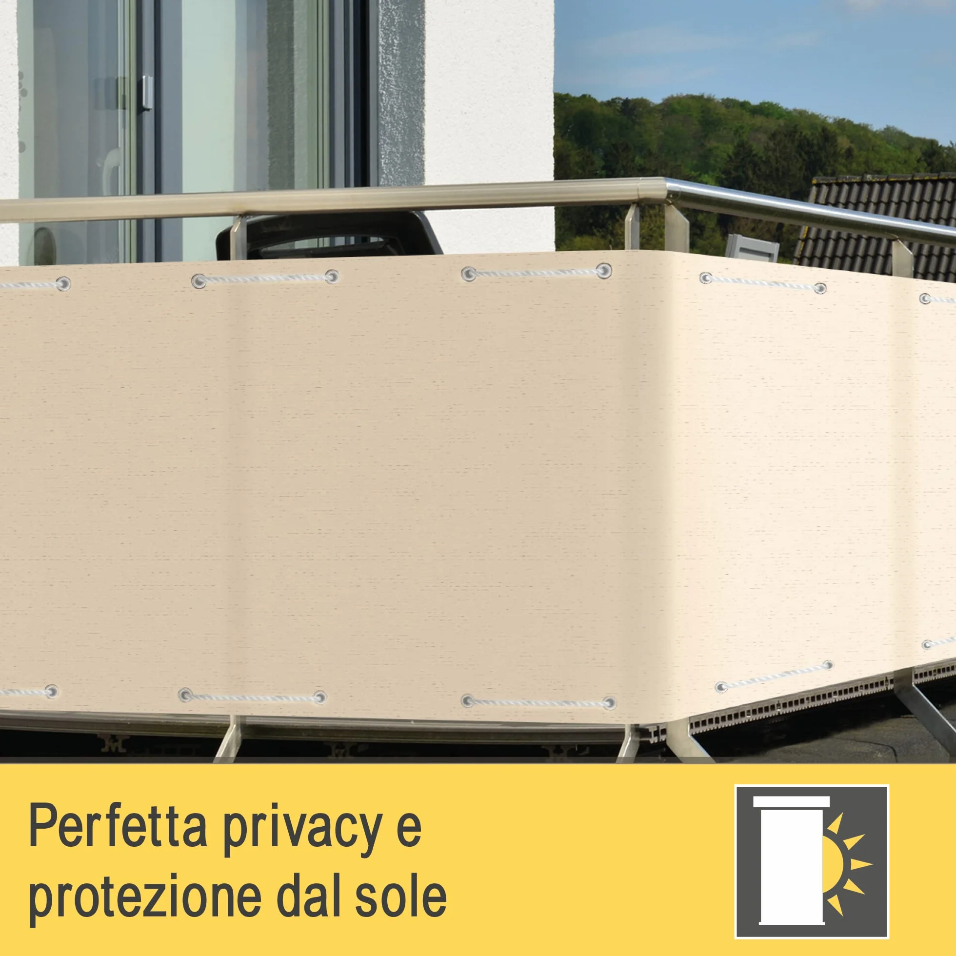 Sol Royal Frangivista e Telo frangivento per balconi SolVision HB2 90x500 cm Isolante - con Occhielli - Avorio