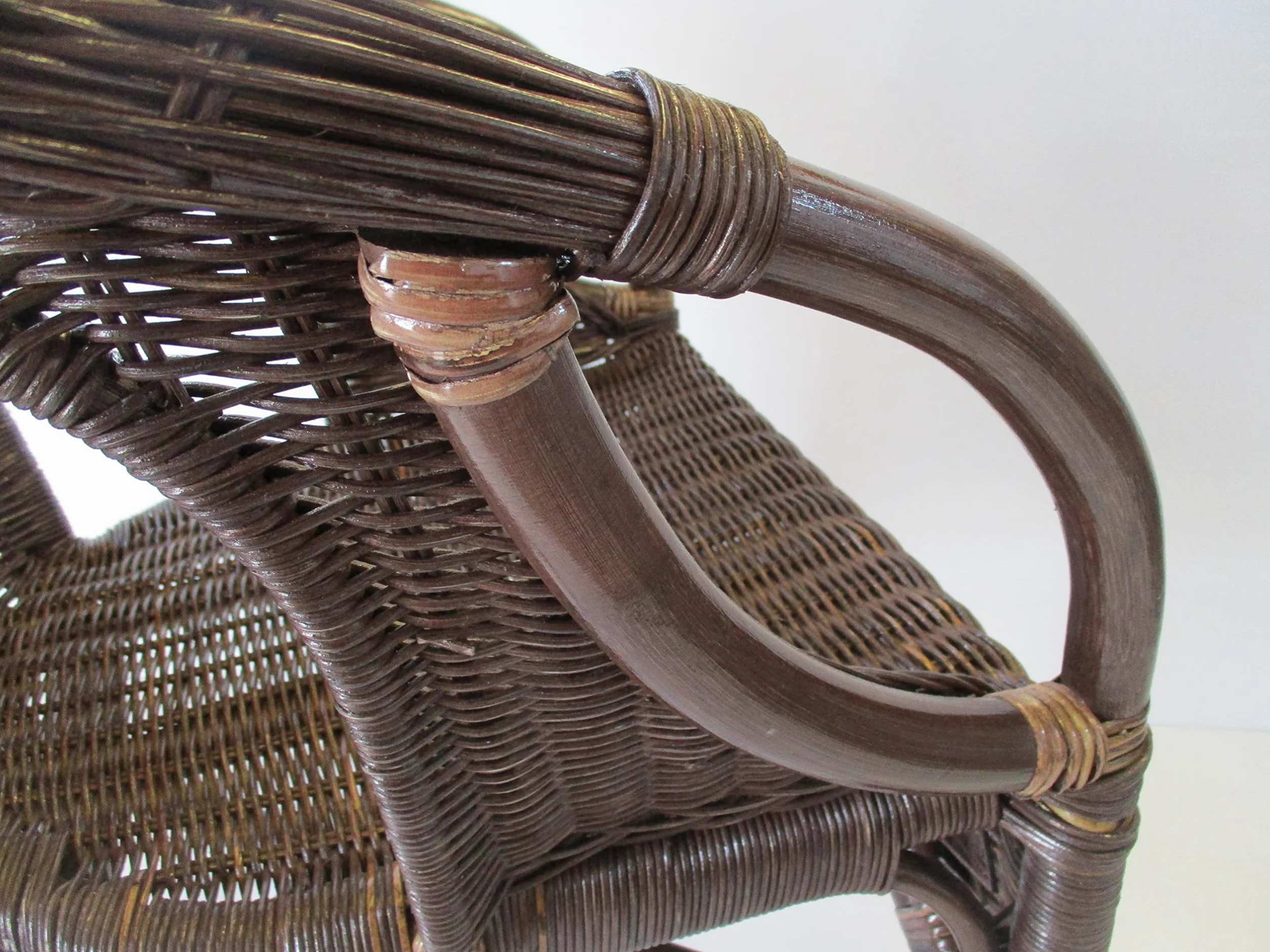 Poltrona Vimini rattan midollino Naturale color noce rinforzata in tutte le sua parti robusta