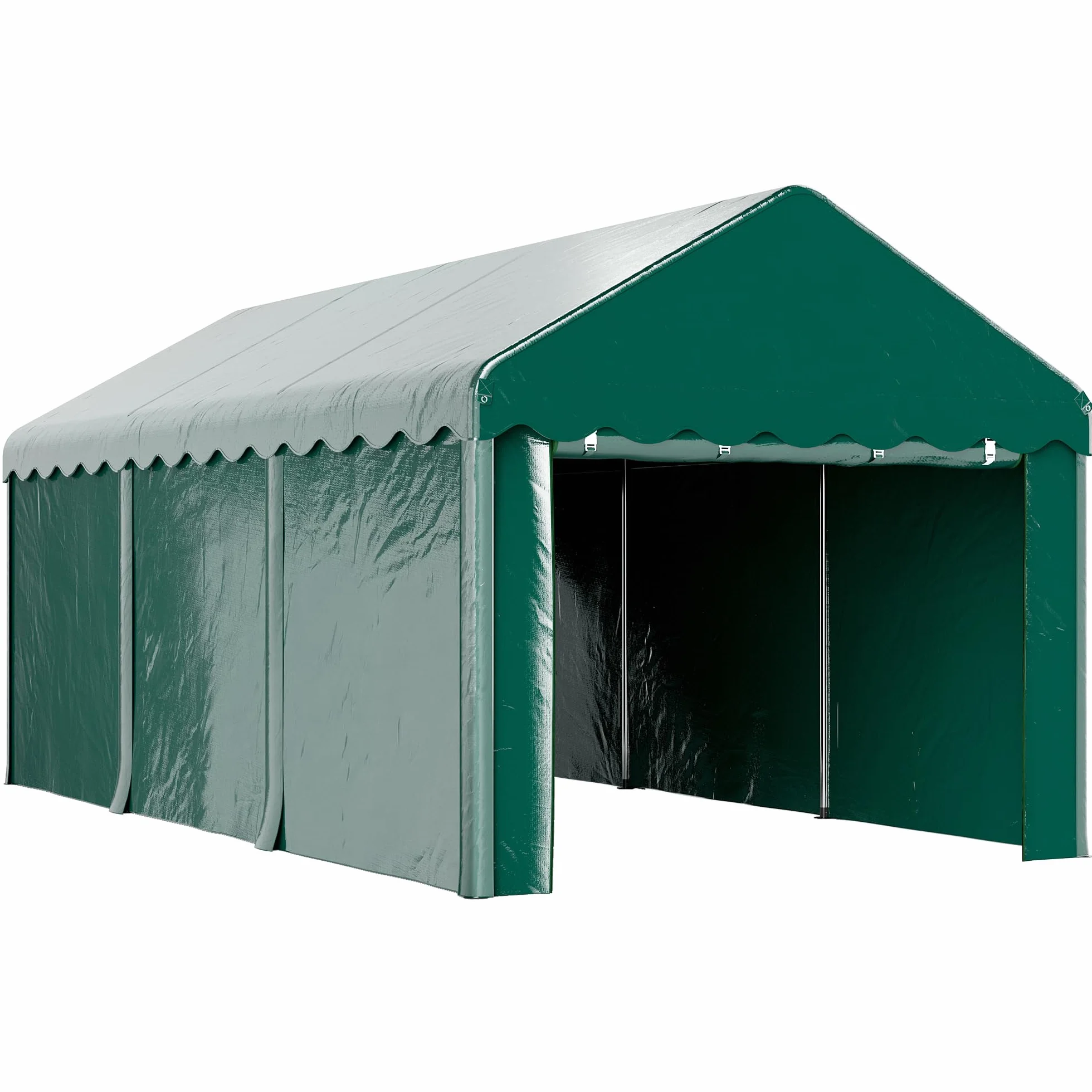 Outsunny Tenda da garage Carport 3 x 6 m con 2 porte avvolgibili, tessuto PE 200 g, resistente ai raggi UV e impermeabile, per auto, camion, barca, verde