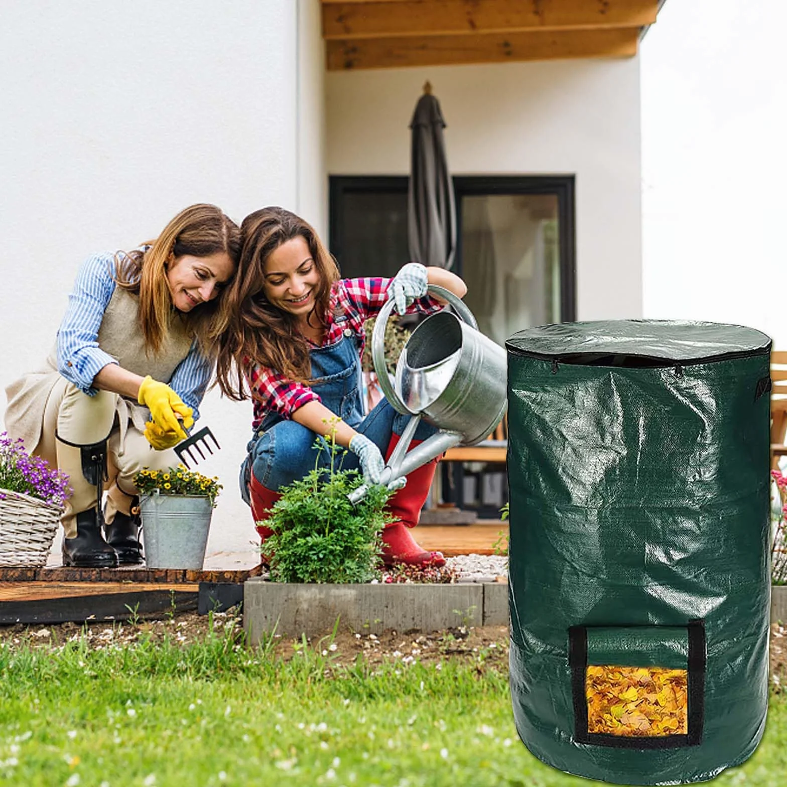 Garden Stand Up Composter 34 Gallon Compostiera Domestica per Balcone Giardino