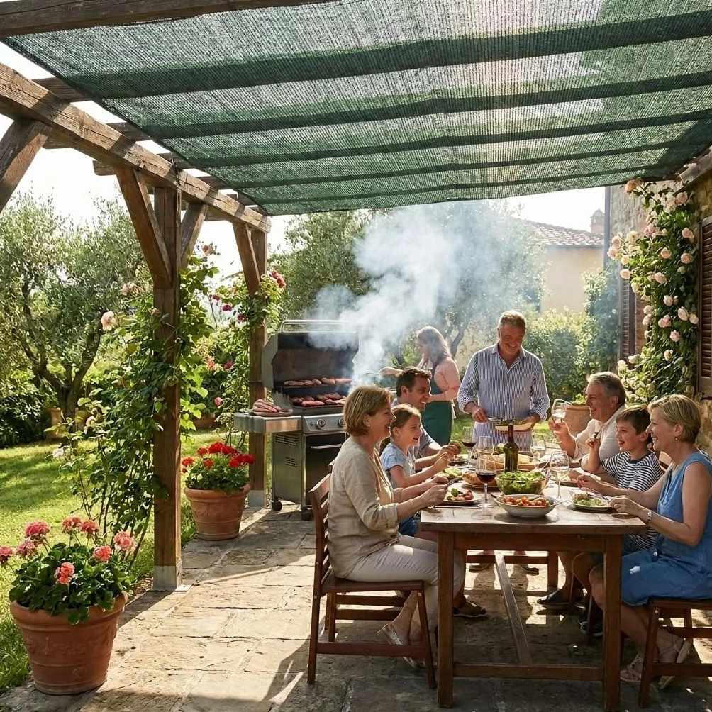 MAKA Rete Ombreggiante da Esterno, Telo Ombreggiante 90% Resistente ai Raggi UV, Rete Parasole Verde per Recinzione, Pergola, Serra, Giardino, Balcone, Piscina (2 x 5 metri)