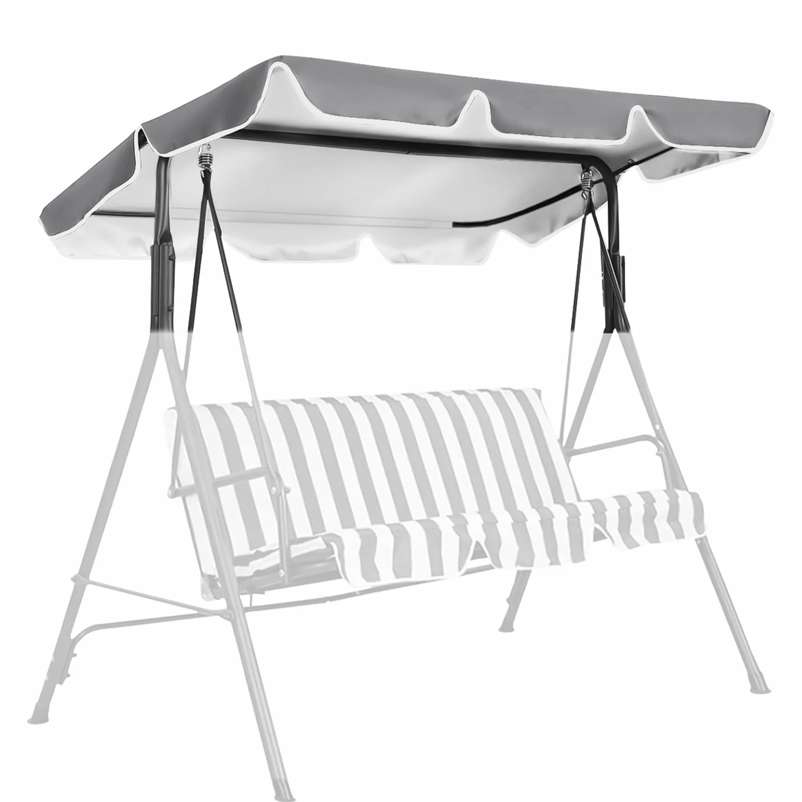 Tettuccio per Dondolo Tetto di Ricambio per Dondolo da Giardino, Copertura di Ricambio Dimensioni 2 e 3 Posti e Vari Colori, 210 x 145 cm (Grigio)