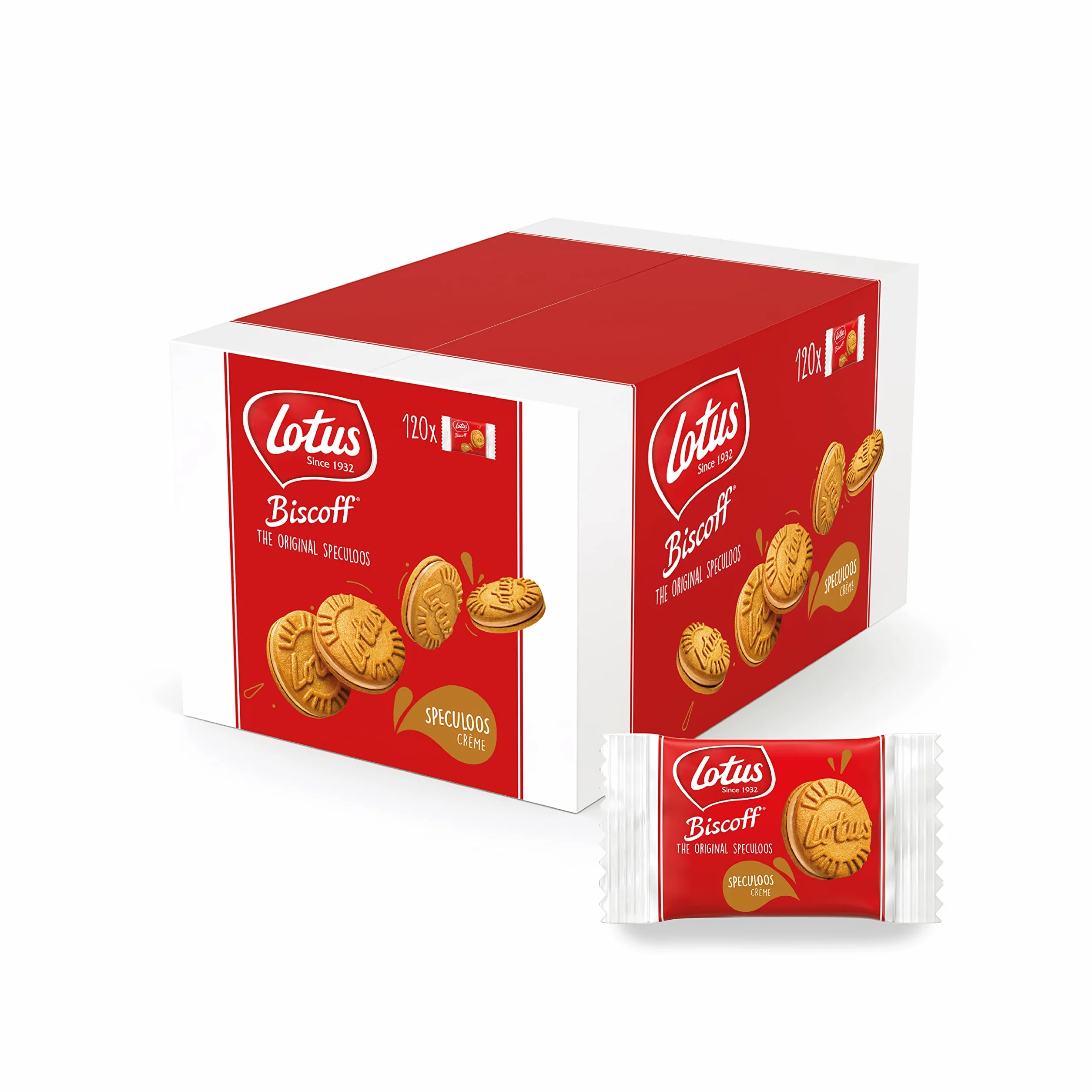 Biscotti Lotus Biscoff ripieni di crema al gusto speculoos - Confezione da 120 biscotti - Ricetta tradizionale senza coloranti - Vegani