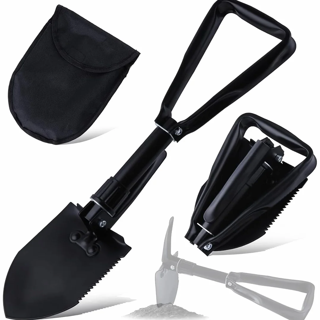Mini pala pieghevole da giardinaggio in acciaio al carbonio portatile da campeggio per attrezzi da campeggio in stile militare, per campeggio, escursionismo, scavo, zaino in spalla, strumento di