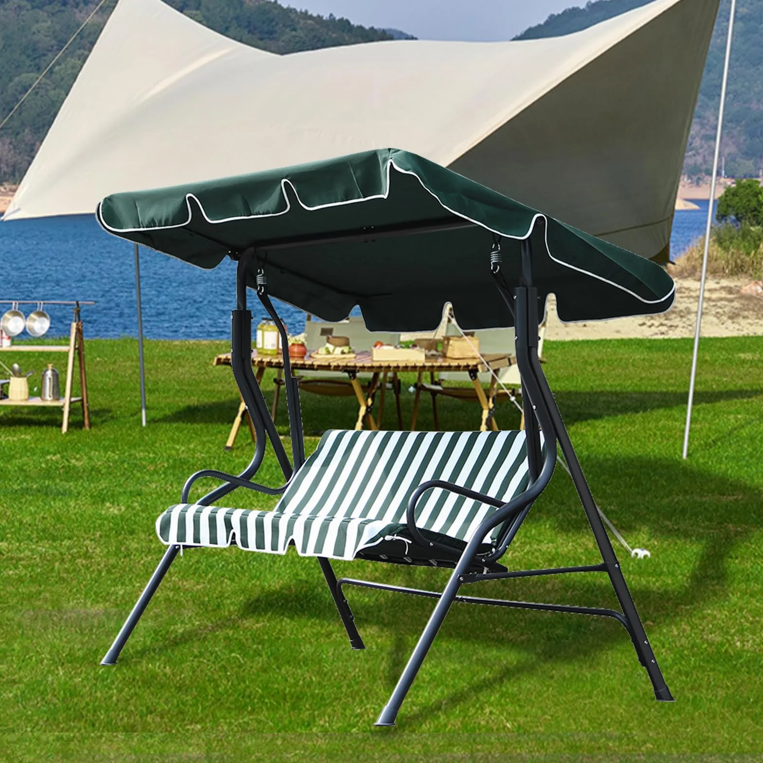 Parasole Universale, Tetto Di Ricambio Universale, Tettuccio Parasole Per Altalena Hollywood, Tetto Di Ricambio Per Altalena Hollywood 195 * 125 * 15cm(Verde)
