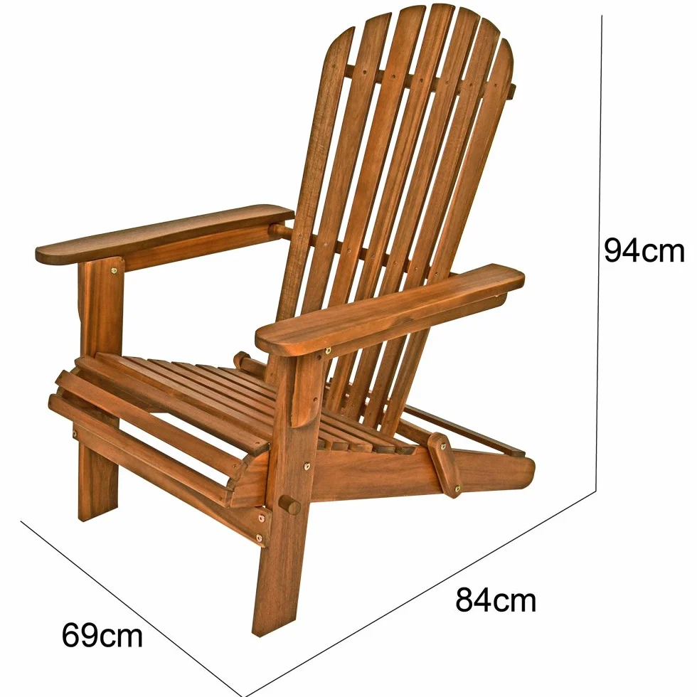 Casaria Sedia Prendisole Adirondack Inlc. Poggiapiedi Legno Acacia Sdraio Mare Pieghevole Giardino