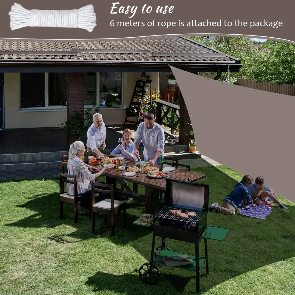 ONESHLEE Vela Ombreggiante Impermeabile, Telo Ombreggiante Con Occhiellato, Tenda A Vela Per Esterno Sole Giardino (4 * 4m, Color Crema)