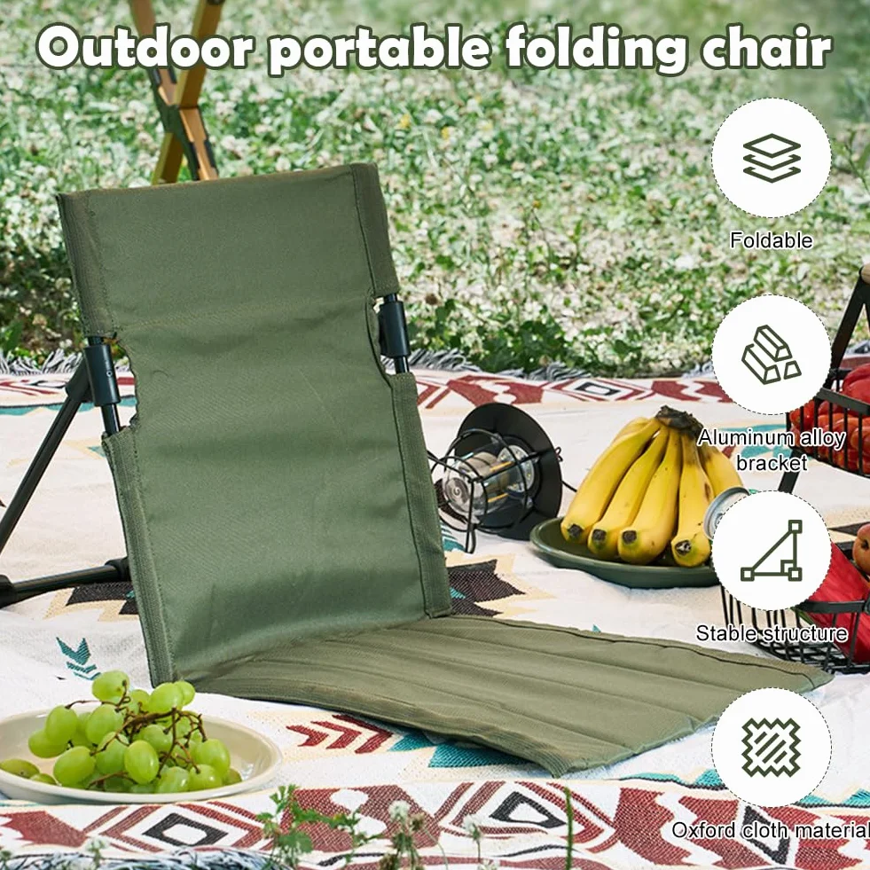 Cuscino da spiaggia, Tappetino da spiaggia, Sottomano per esterni Pieghevole, Per il Pavimento, Supporto per la Schiena, Portatile, per il cortile, per picnic, campeggio, verde
