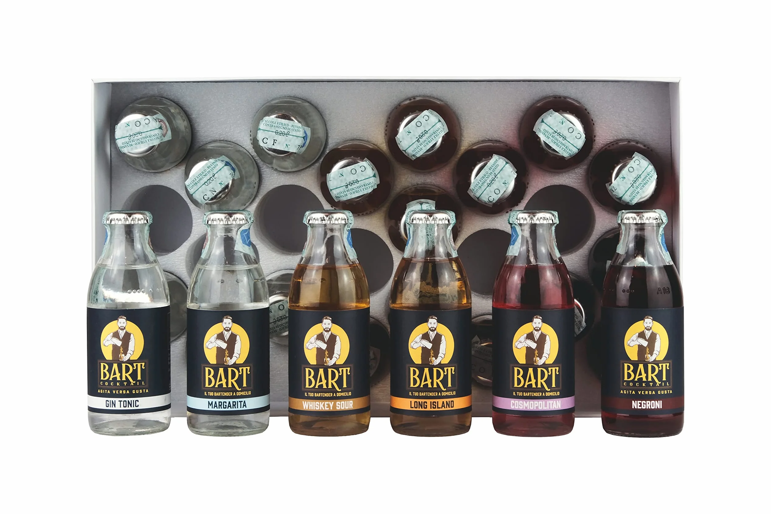BART BOX DEGUSTAZIONE Cocktail pronti da bere, Set cocktail professionale, Kit Cocktail, Aperitivo box, Kit cocktail pronti, Box da 5/12/24 bottigliette 125ml (BOX DA 24)