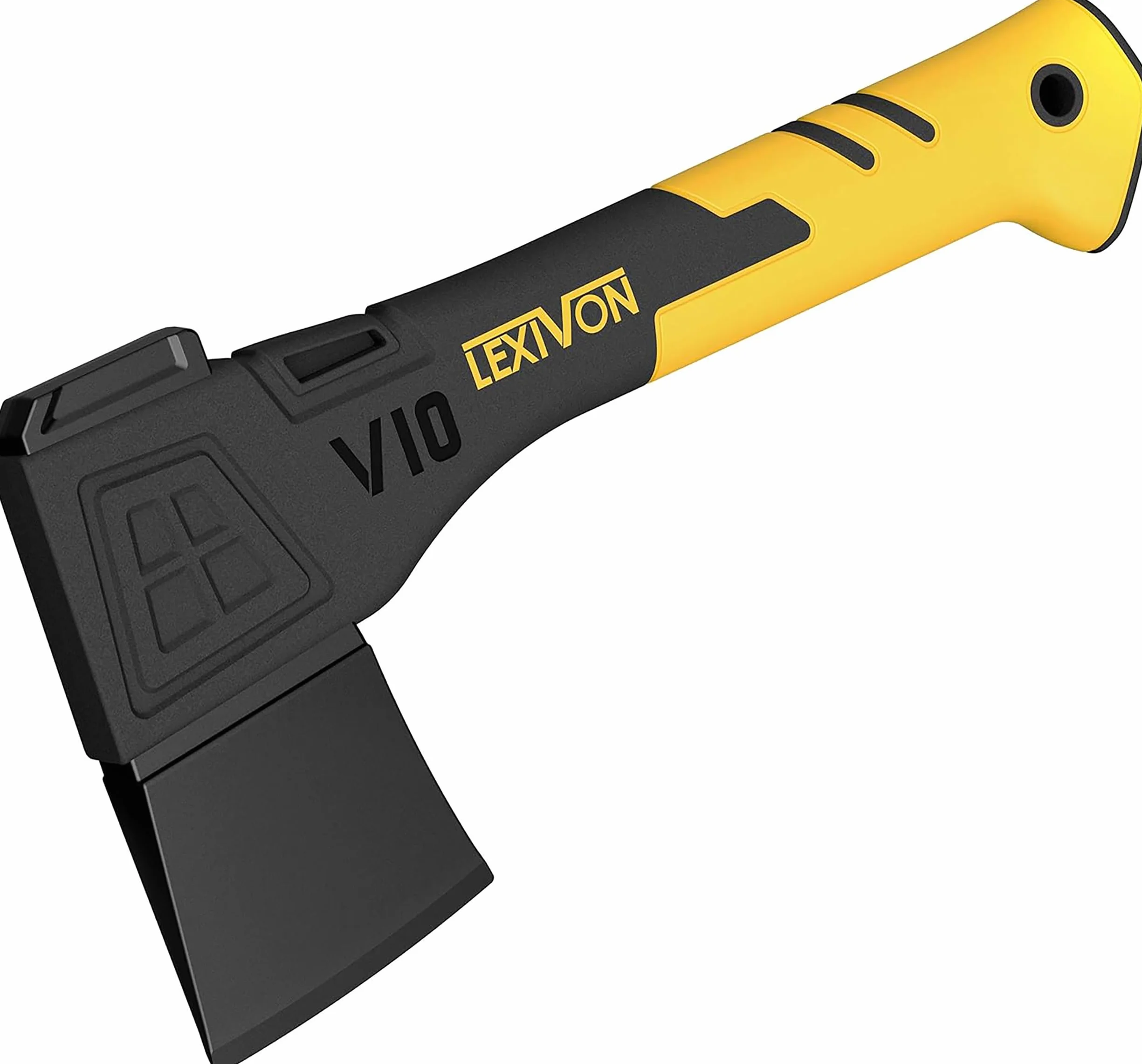 LEXIVON V10 Ascia Spaccalegna da campeggio 10" (25 cm) impugnatura ergonomica manico in vetroresina fodero protettivo incluso
