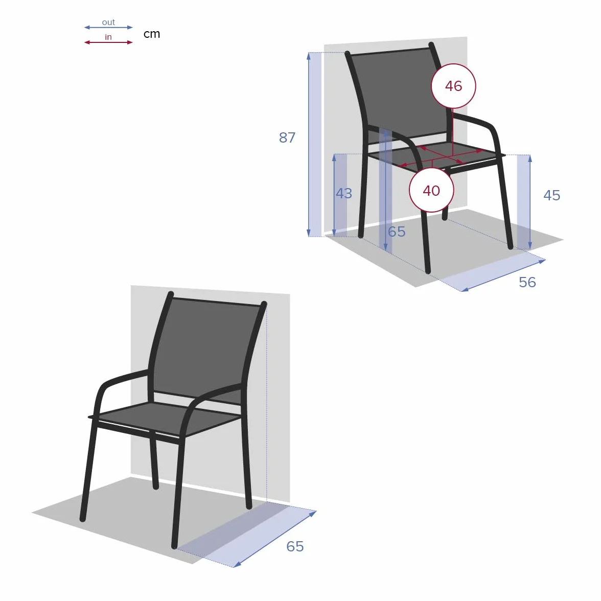 Hespéride - Silla de jardín apilable Piazza, de Lino y Arcilla, Resistente a la corrosión, Ligera, fácil de guardar, para Patio y balcón