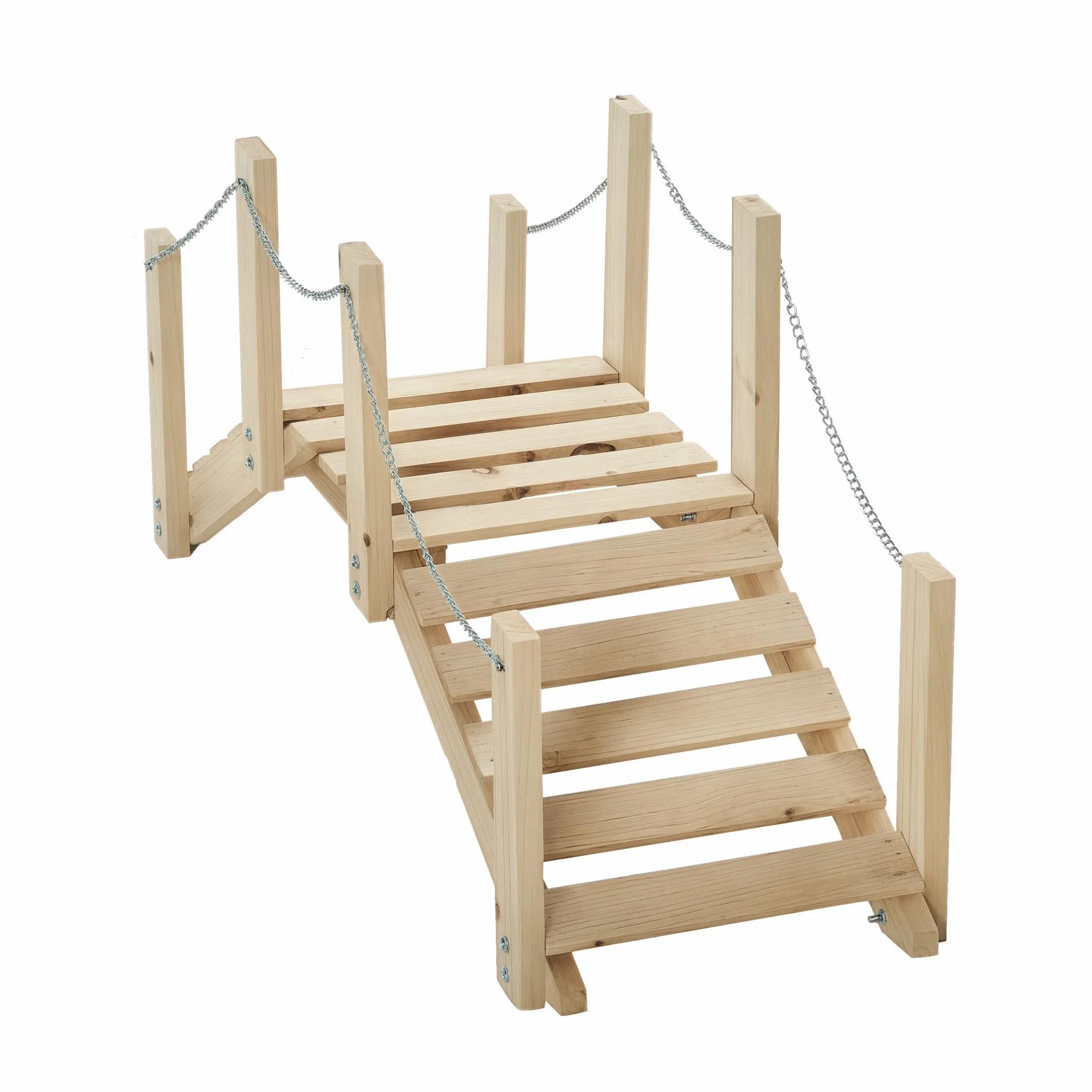 Outsunny Ponte Ponticello da Giardino in Legno per Laghetto con Passerella ad Arco, Impermeabile per Esterni, 100x32x48cm