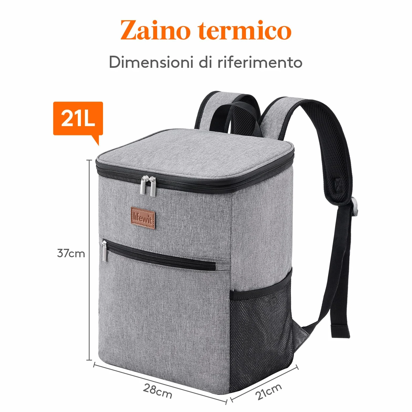Lifewit Zaino Termico 24L Borsa Frigo Portatile con Scomparto, Borse Termica per Mare Spiaggia Viaggio, Grigio