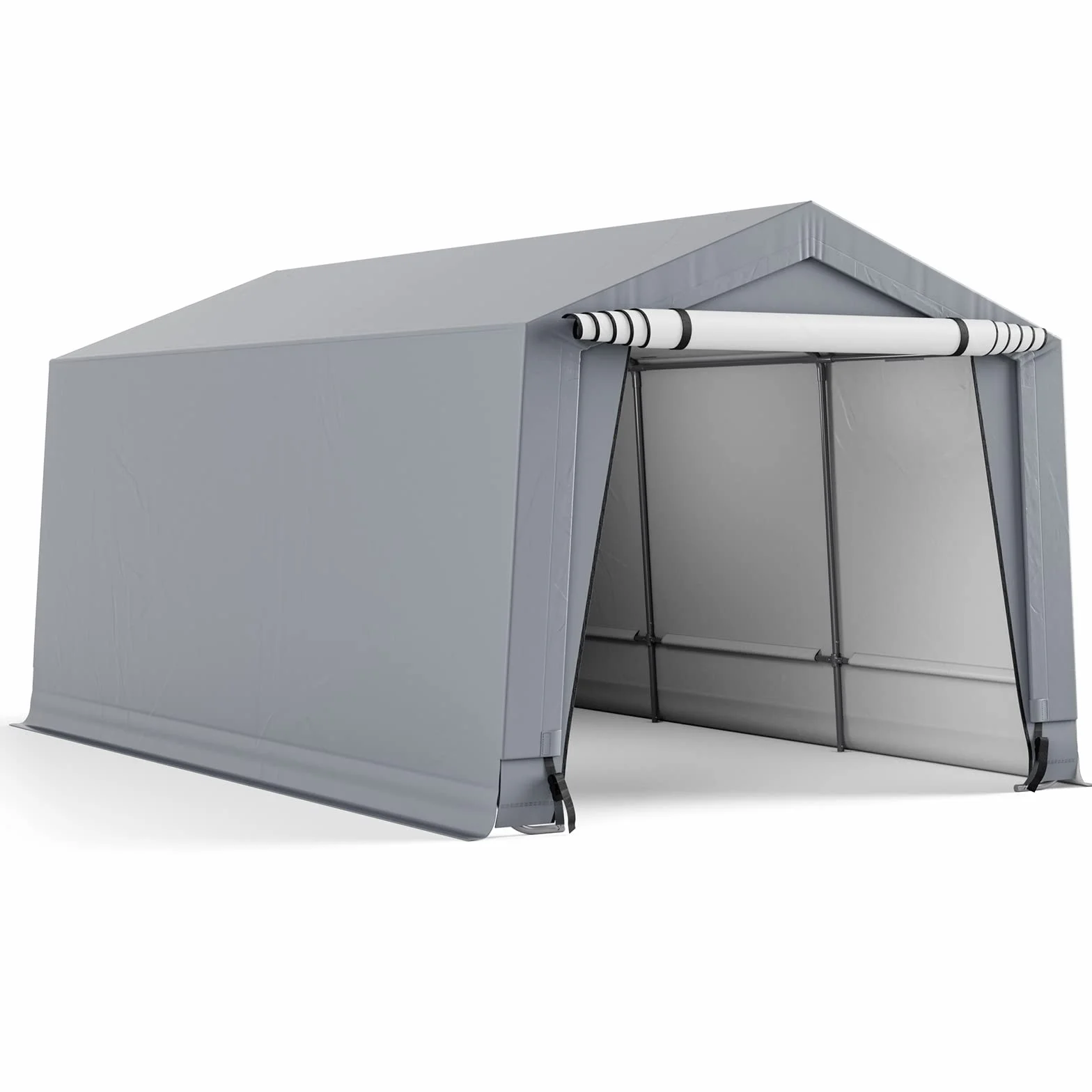 GYMAX Tenda Garage Impermeabile, Tenda Auto con Struttura in Acciaio Zincato Antiruggine, Riparo Garage con Porte Staccabili con Chiusure Lampo, per Auto, Camper