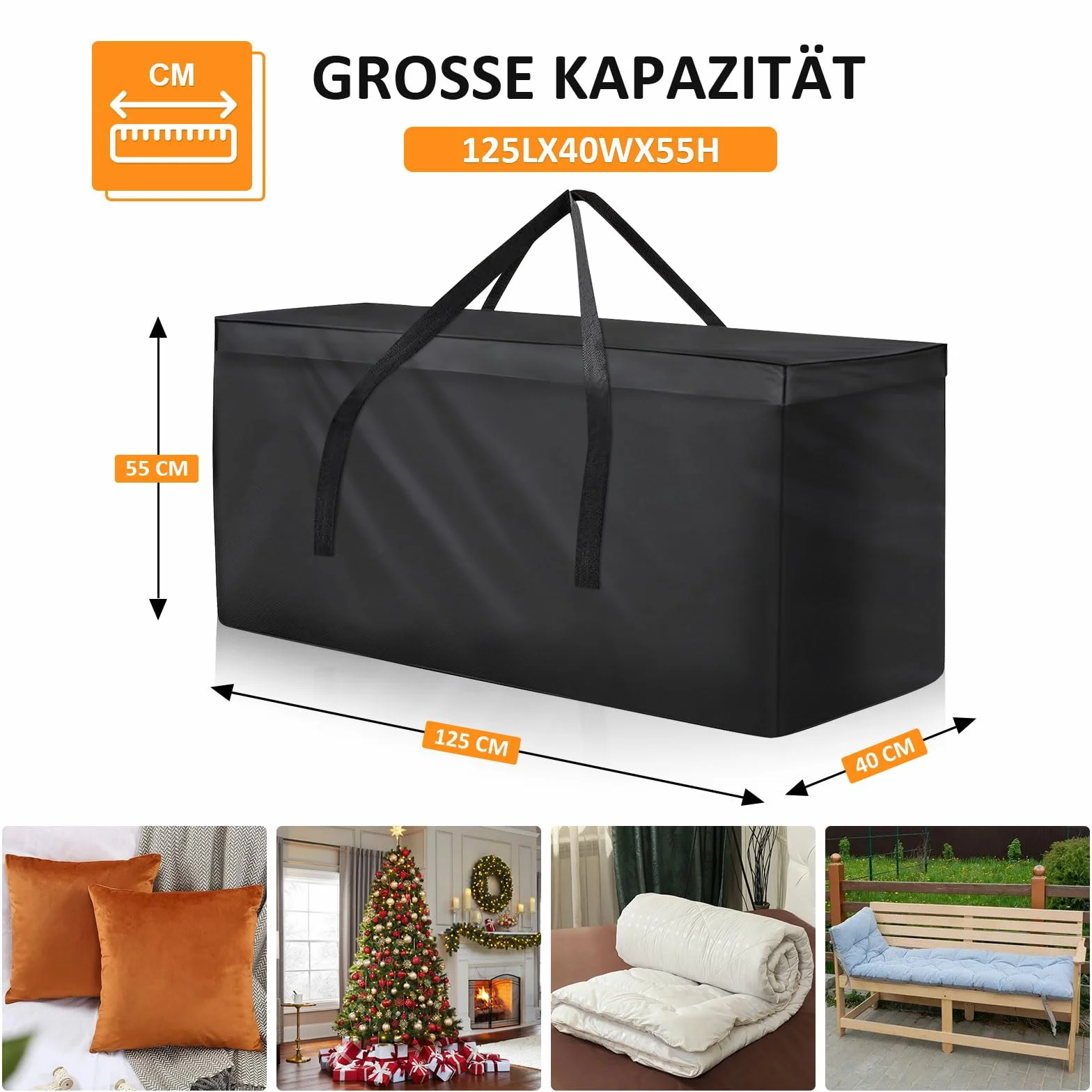 LeapBeast Borsa portaoggetti per mobili da giardino,Borsa per cuscini da giardino,Borse di stoccaggio,Borse di Stoccaggio per Esterni,600D Oxford con maniglia, impermeabile (125x40x55cm)