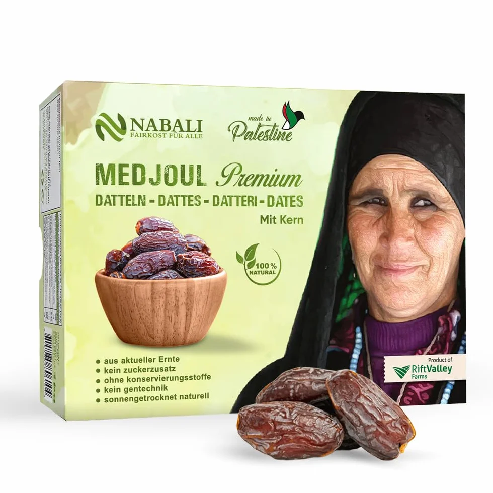 NABALI FAIRKOST datteri jumbo Medjool dalla Palestina I 100% aromatici naturale tradizionale freschi I senza conservanti I vegane I (1 kg)