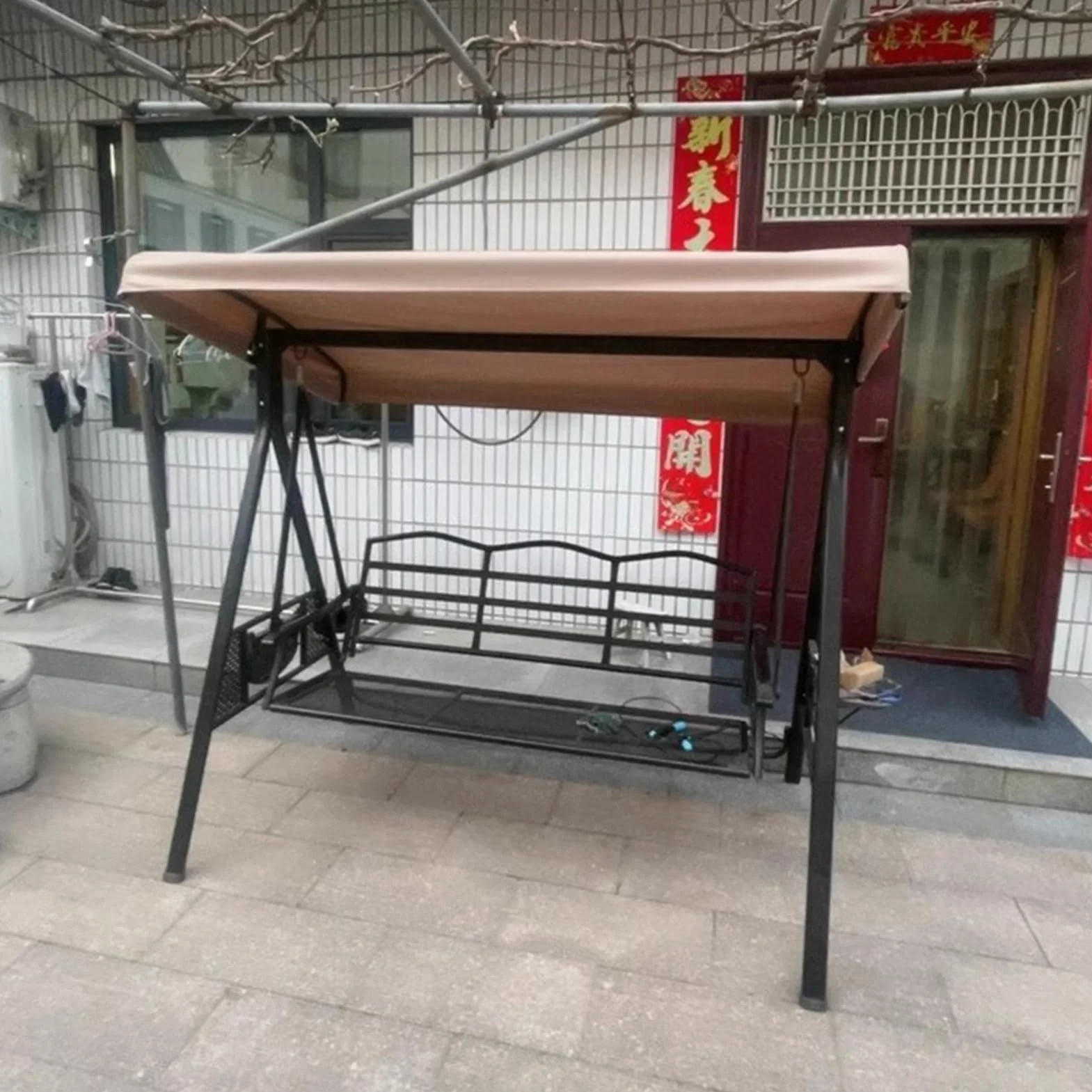 Tettuccio per Dondolo Tetto di Ricambio 2 o 3 Posti,Impermeabile e Protezione dai Raggi UV,Copertura Superiore Baldacchino per Mobili da Giardino da Esterno(Size:3 Seater:198×125cm/79×49in)
