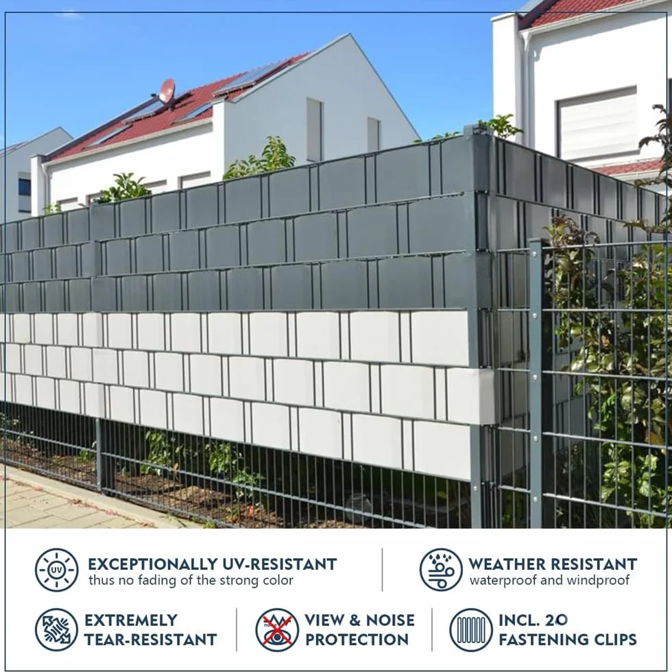 EFFE Fasce PVC frangivista con 20 Clip | Barriera per recinzioni Grigio Chiaro