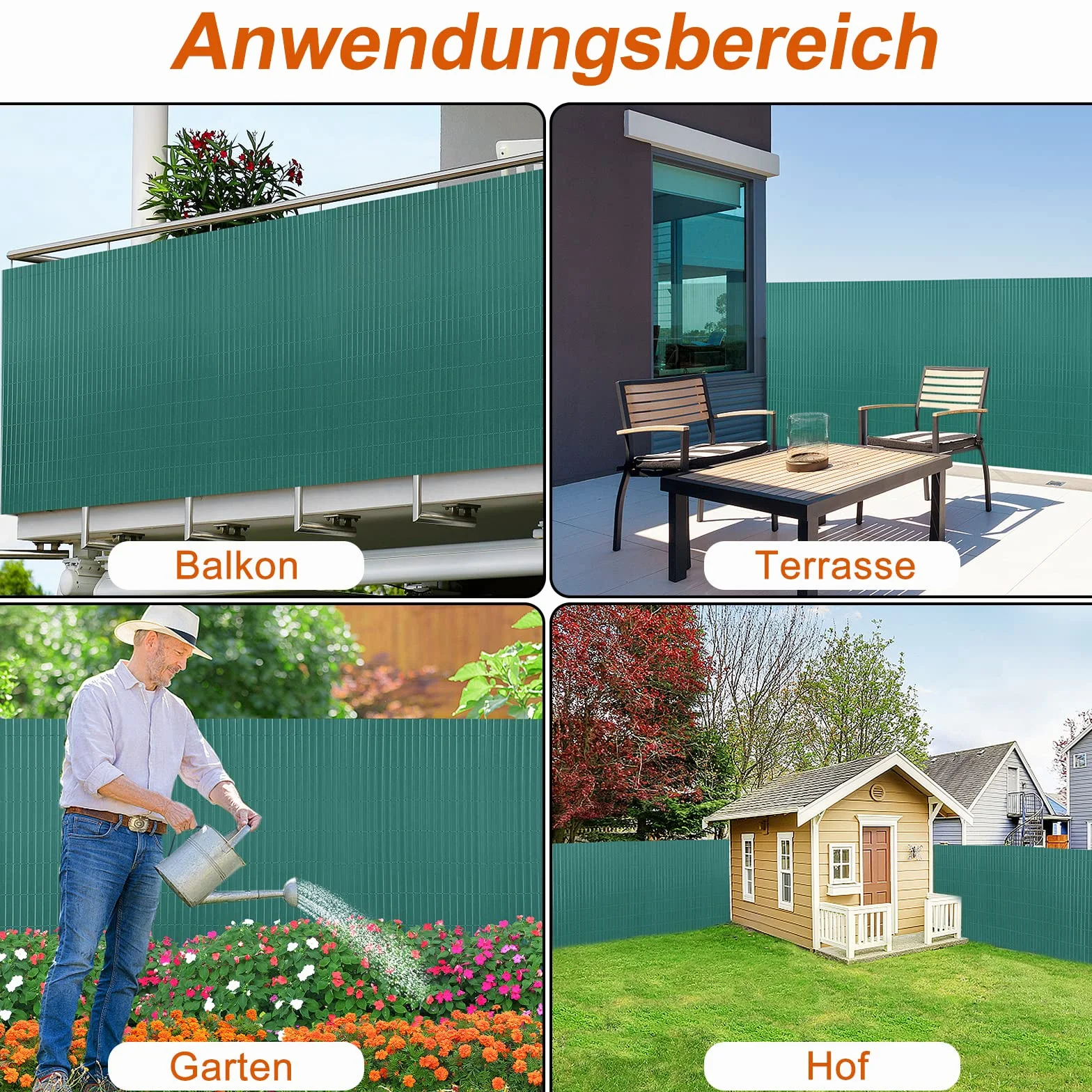 LZQ Telo frangivista in PVC verde, 80 x 600 cm, per balconi, balconi, balconi, balconi, balconi, giardino