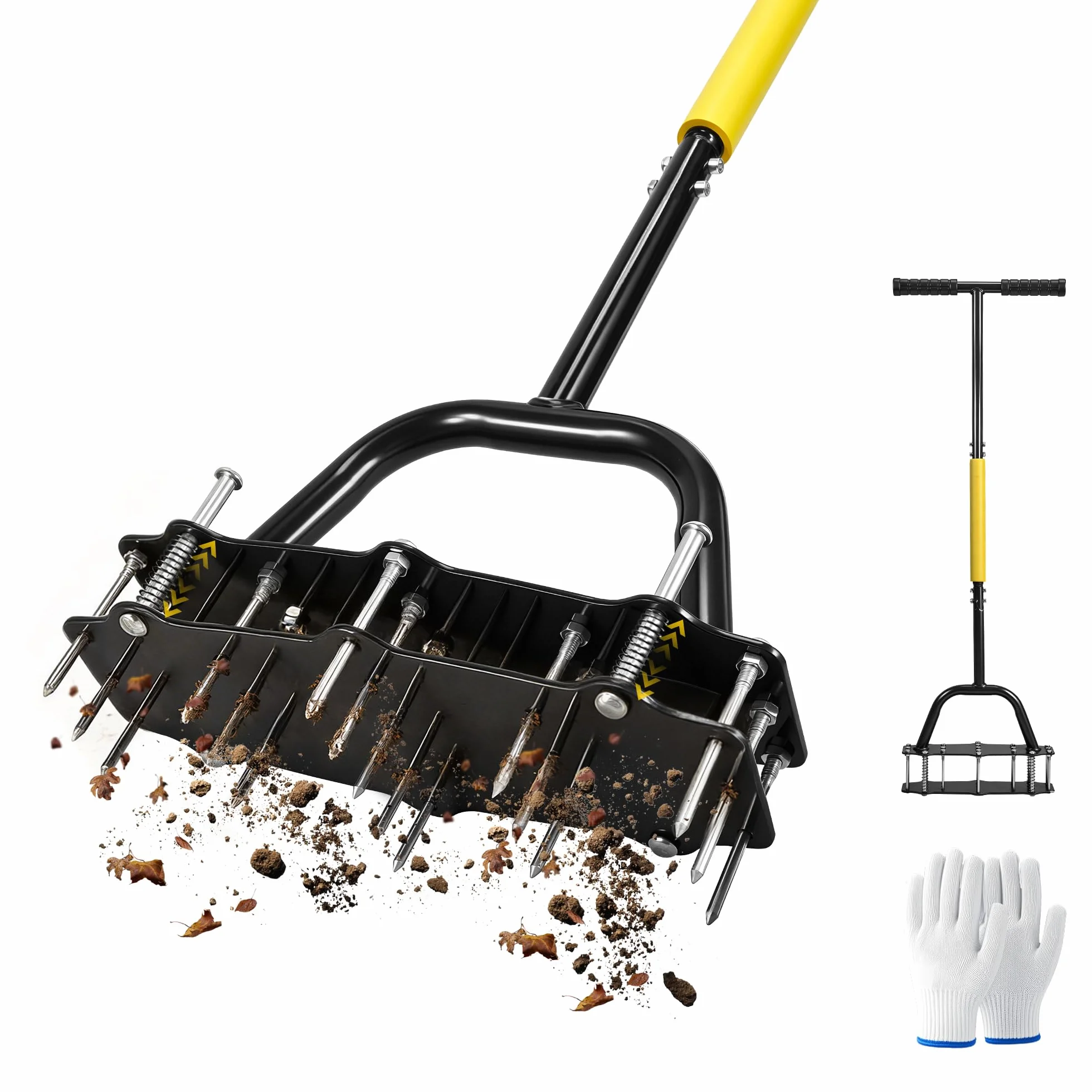 arieggiatore per 15 denti, scarificatore manuale, aerazione del terreno per prati, aerazione del prato preassemblata, attrezzo da giardino con disposizione carotatrice prato