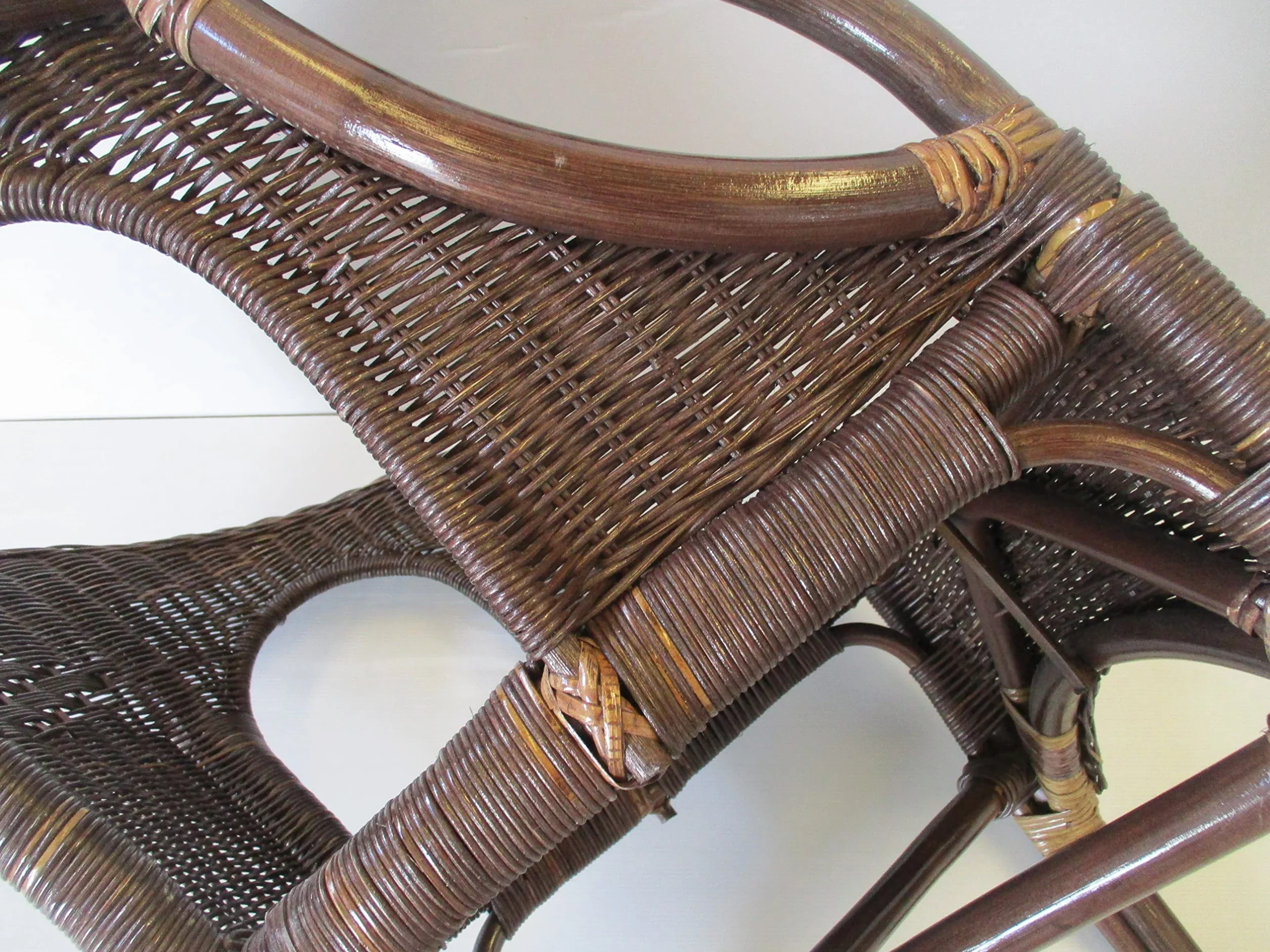 Poltrona Vimini rattan midollino Naturale color noce rinforzata in tutte le sua parti robusta