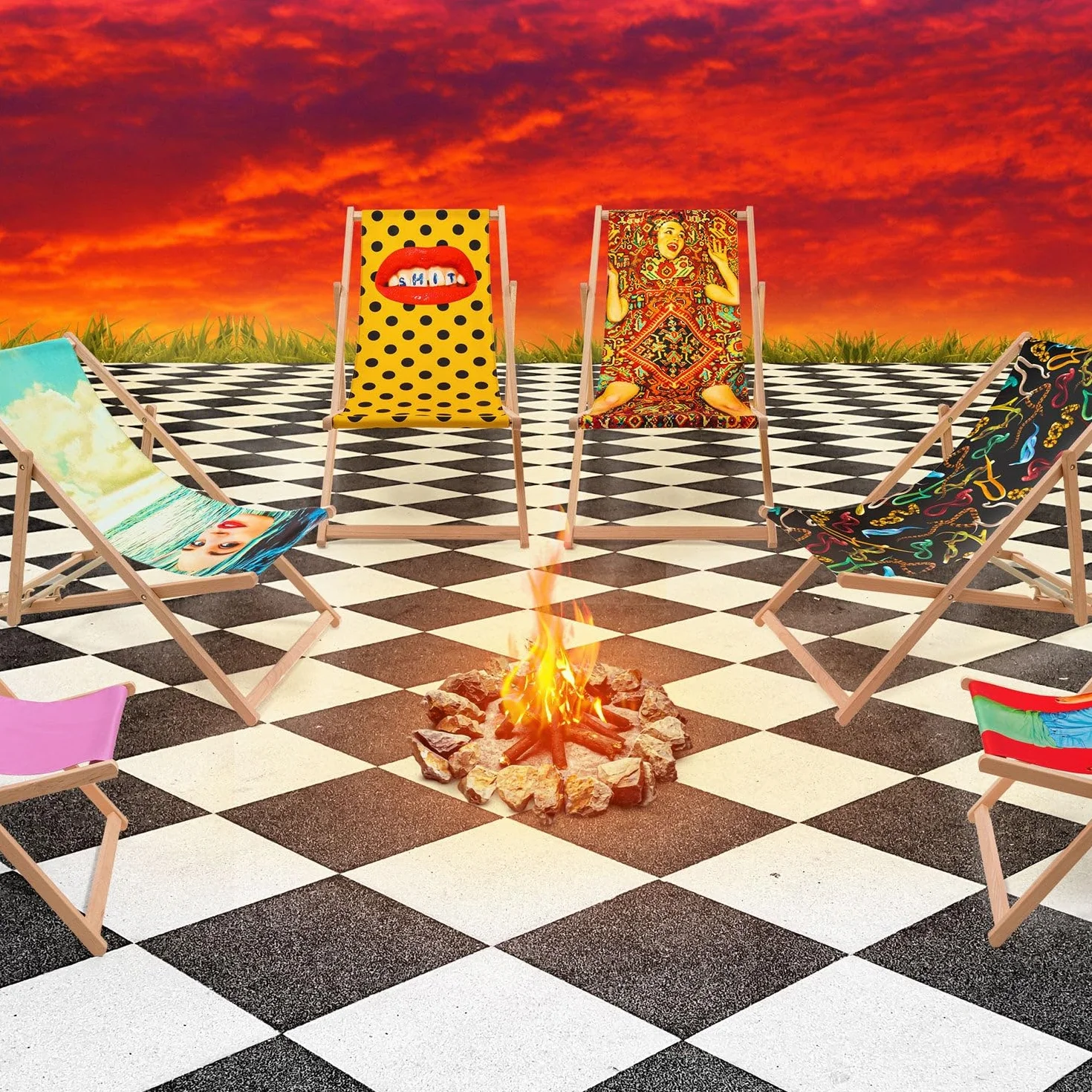 Seletti Sedia a Sdraio Ragazza nel Mare Deck Chair Girl in The Sea