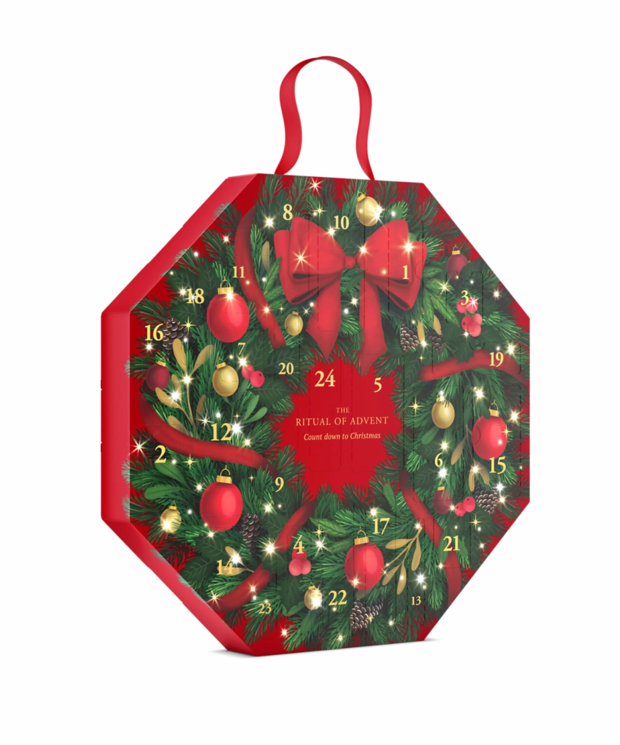 Calendario dell’Avvento RITUALS: The Ritual of Advent. Un’incantevole sorpresa da scoprire ogni giorno, all'interno di una ghirlanda dal design senza tempo. Con 24 esclusivi regali unisex per il corpo
