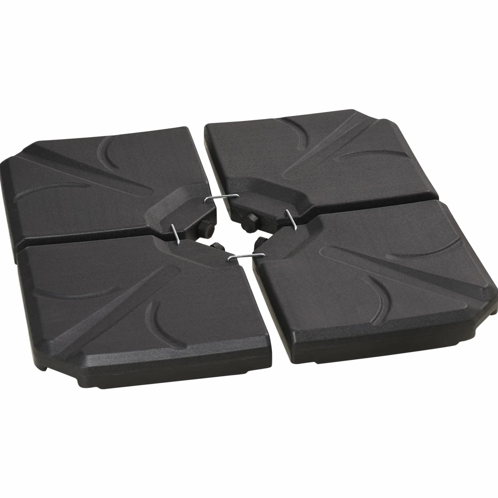 Outsunny Base per Ombrellone in Plastica HDPE da 4 Pezzi, Riempibili con Acqua e Sabbia Fino a 18kg, 103x103x8.3 cm, Nero