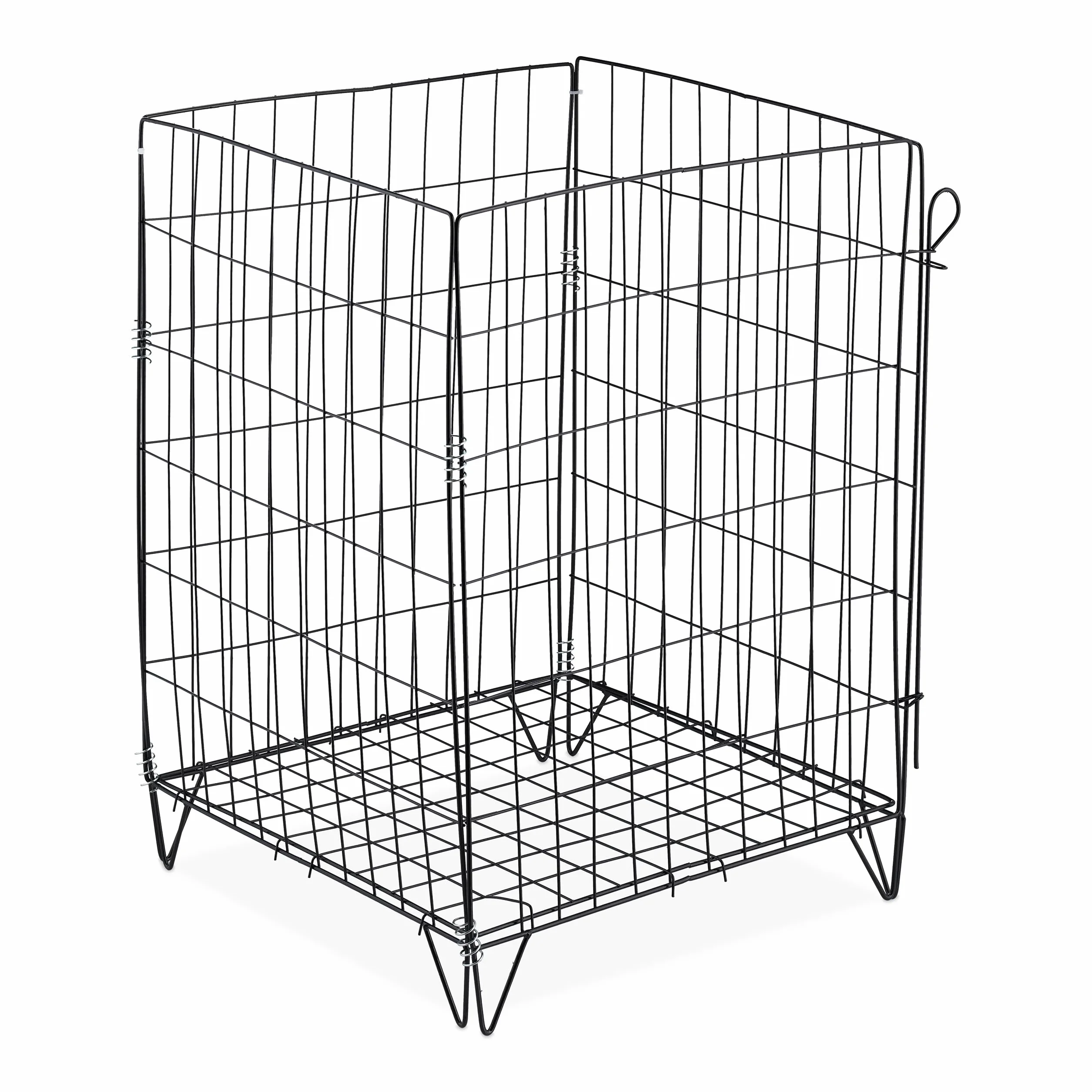 Relaxdays Compostiera in Metallo, per Compost da Giardino, Contenitore per Foglie e Fogliame, HLP: 48 x 46 x 46 cm, Nero