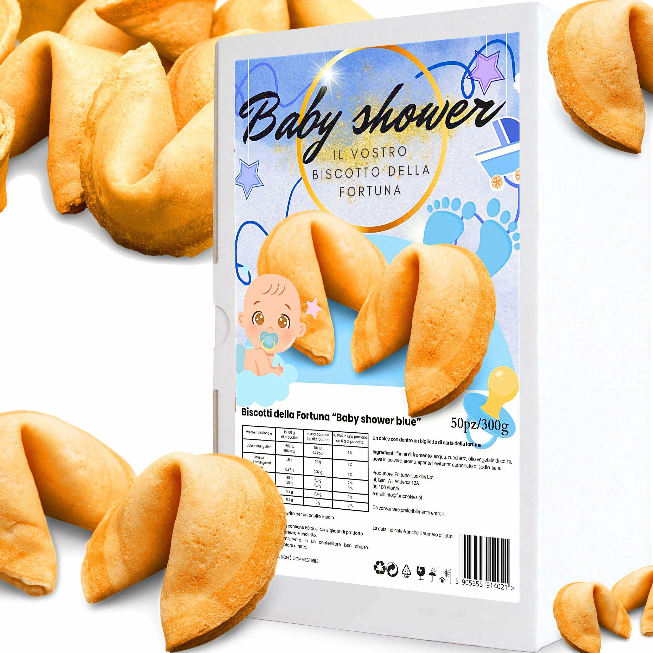 D&D Fun Cookies Biscotti della Fortuna 50 pezzi | Biscotti bambini | Biscotti della fortuna cinesi | Biscotti confezionati singolarmente | Biscotti fortuna | Biscotti regalo | Fortune Cookies