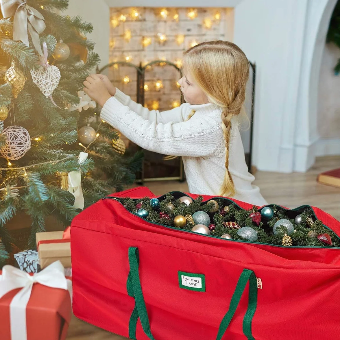 Borsa per Cuscini da Giardino con Manico e Cerniera, 165x38x76cm Custodia per Albero di Natale, Grandissima Impermeabile Oxford 600D Oxford Fodere Cuscini da Esterno, Cuscini, Tende da Giardino