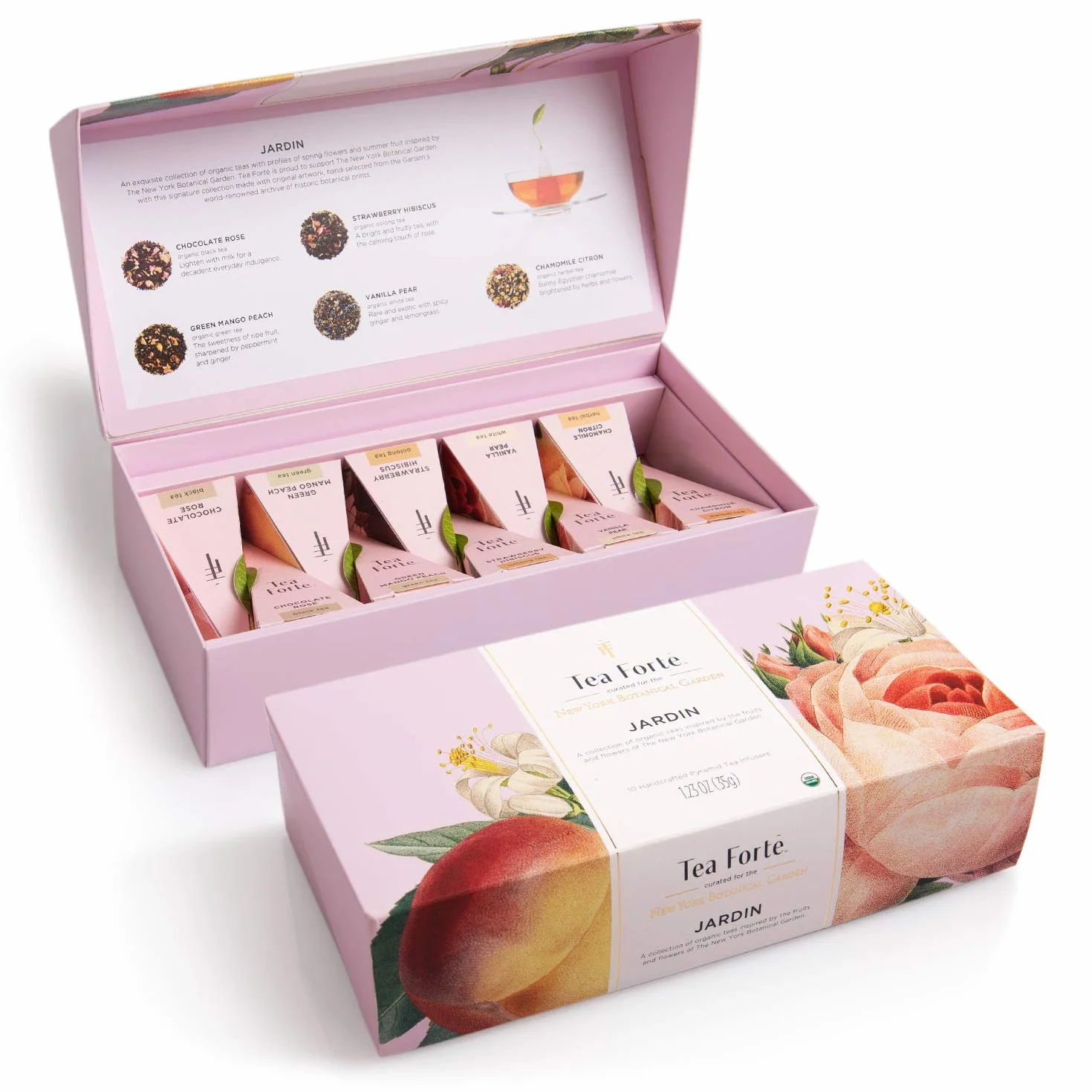 Tea Forté Jardin | 10 Piramidi Scatola di assortimento Tè e Tisane | Tè Verde, Tè Bianco, Oolong, Tè Nero e Infusi | Edizione limitata
