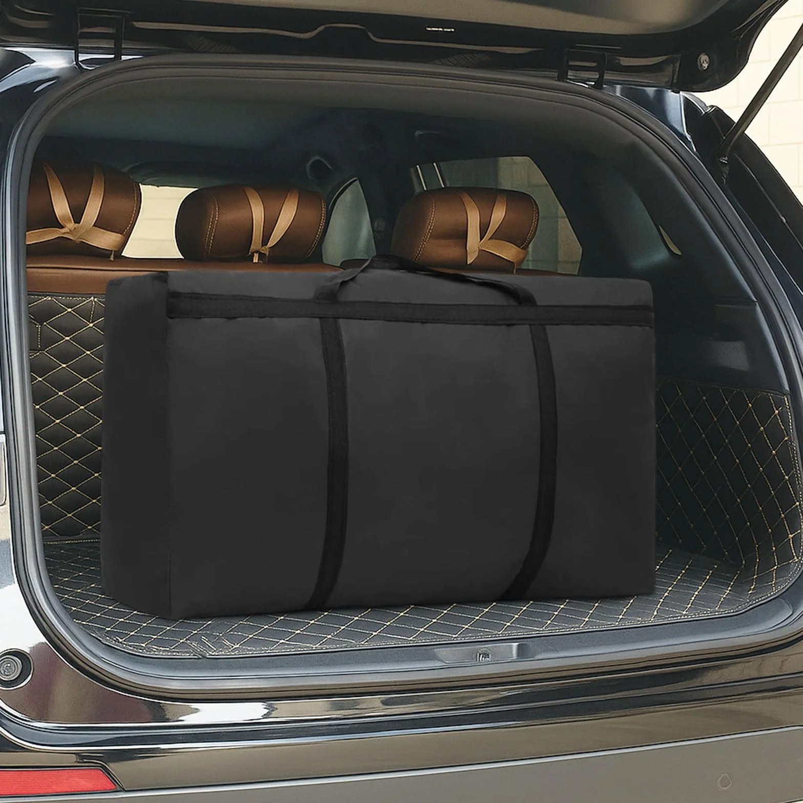 Borsa di Stoccaggio per Esterni, 110x60x35 cm Borsa da Campeggio Impermeabile per Cuscini da Giardino Esterni, Tessuto Oxford per Viaggi, con Maniglia, Nero