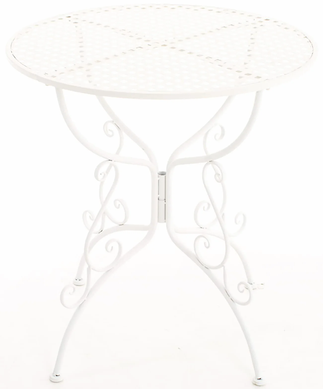 CLP Tavolino In Ferro Da Giardino Amanda I Tavolo Rotondo Da Balcone Stile Liberty I Tavolino Da Caffè Per Bistrot Ø 70 CM, Colore:bianco