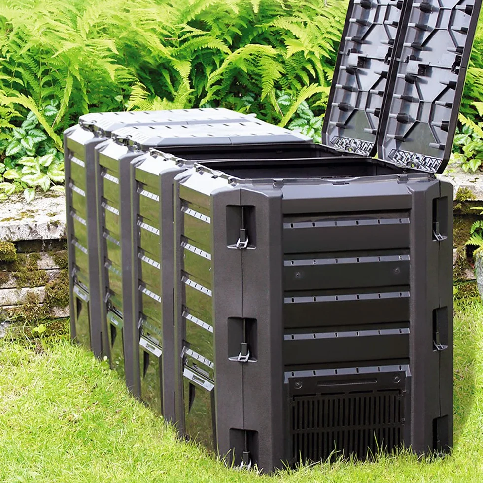 DEUBA Compostiera 1600L 261x72x83cm Compostaggio Veloce Resistente alle Intemperie