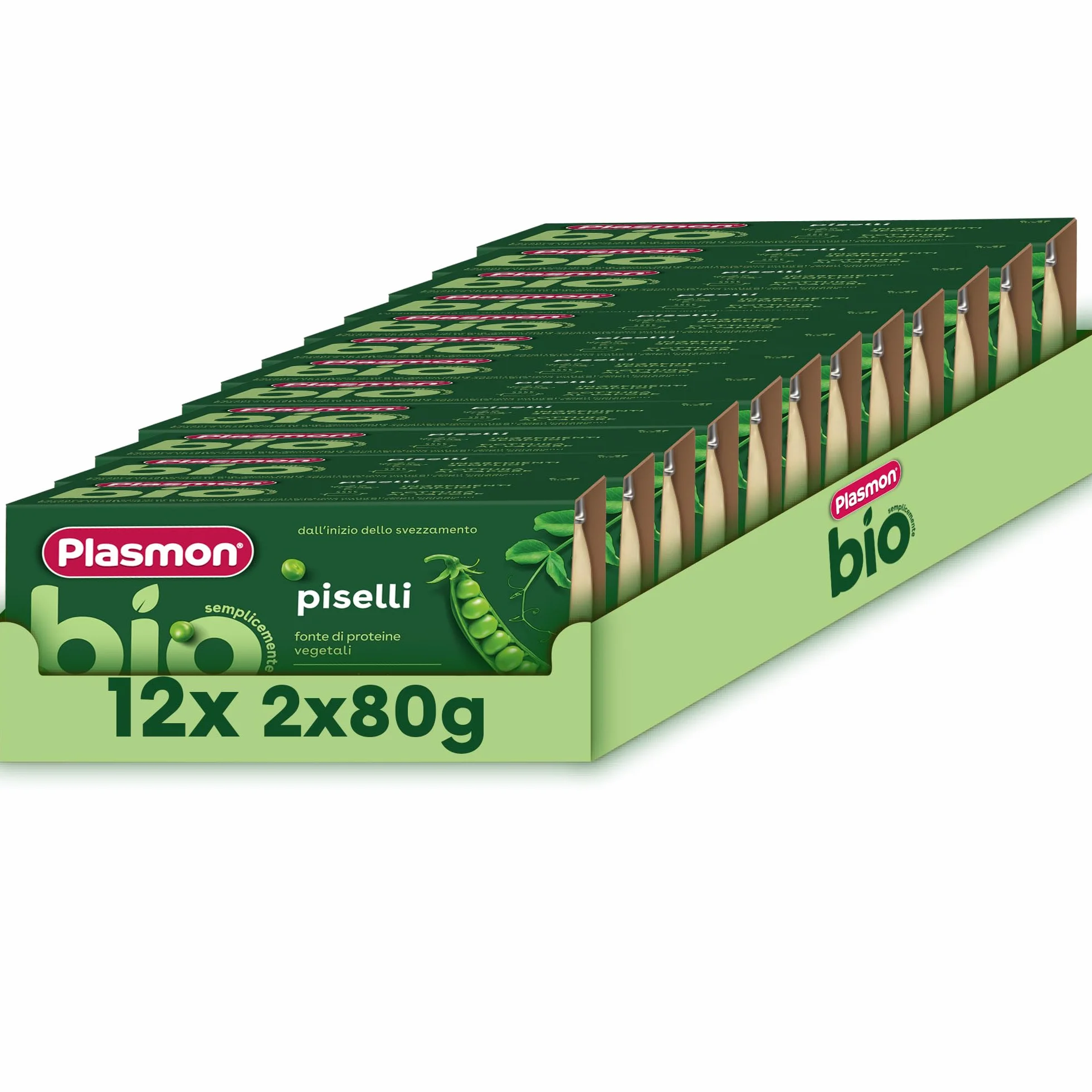 Plasmon BIO Omogeneizzato Piselli 2X80g (12 Confezioni)