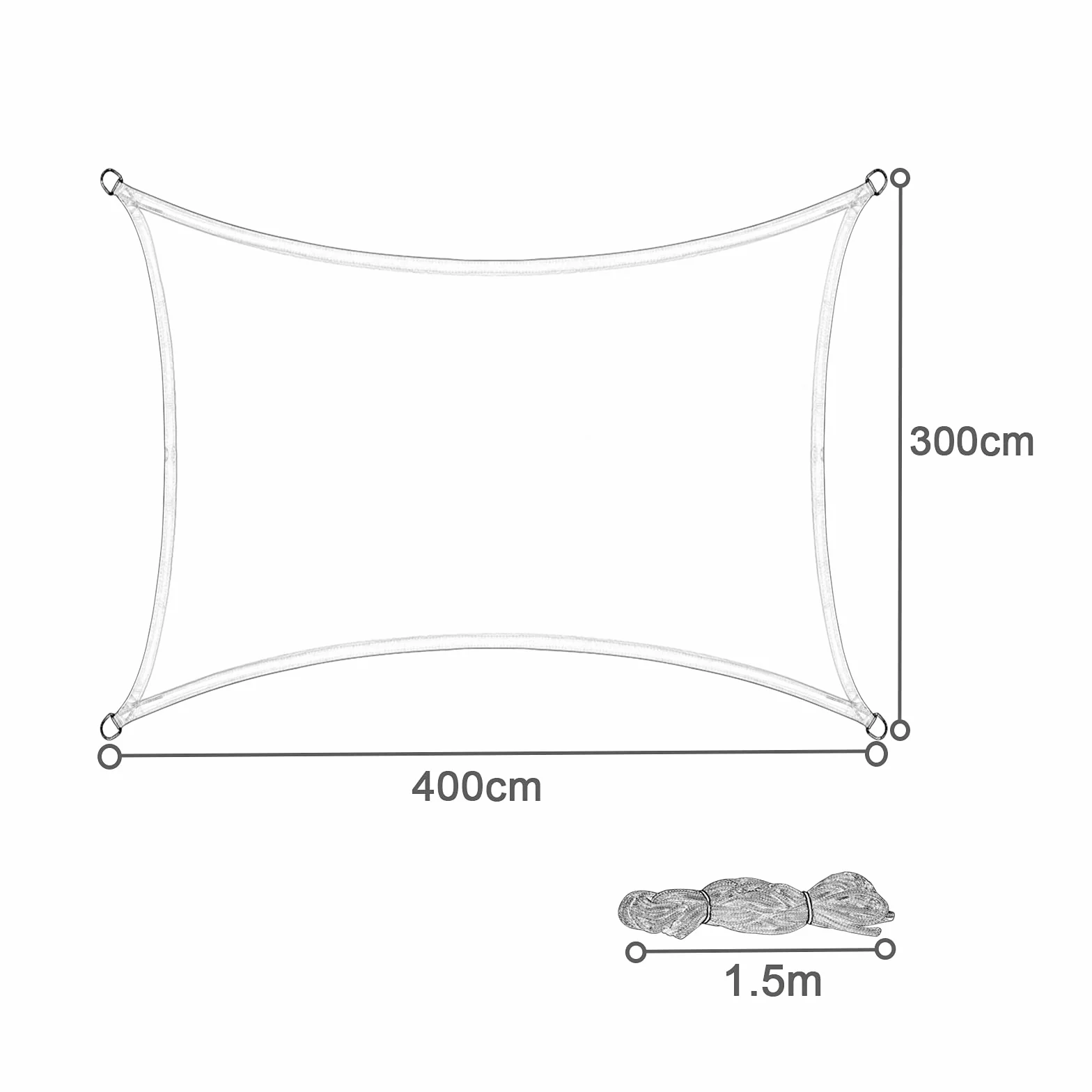 Laneetal Vela Ombreggiante Idrorepellente, Telo Parasole in HDPE Anti UV 95% Protezione Tenda da Sole per Esterno, Tenda Parasole Rettangolare,Quadrato per Giardino, Balcone, Piscina