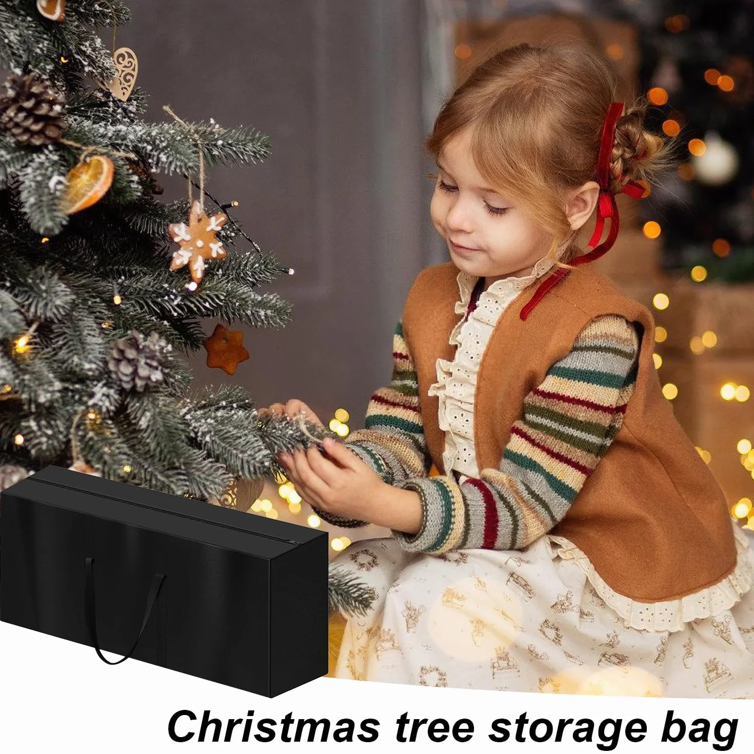 Nizirioo Custodia impermeabile resistente agli strappi: custodia protettiva resistente ai raggi UV con chiusura lampo, copertura per albero di Natale, 173 x 76 x 51 cm, colore nero