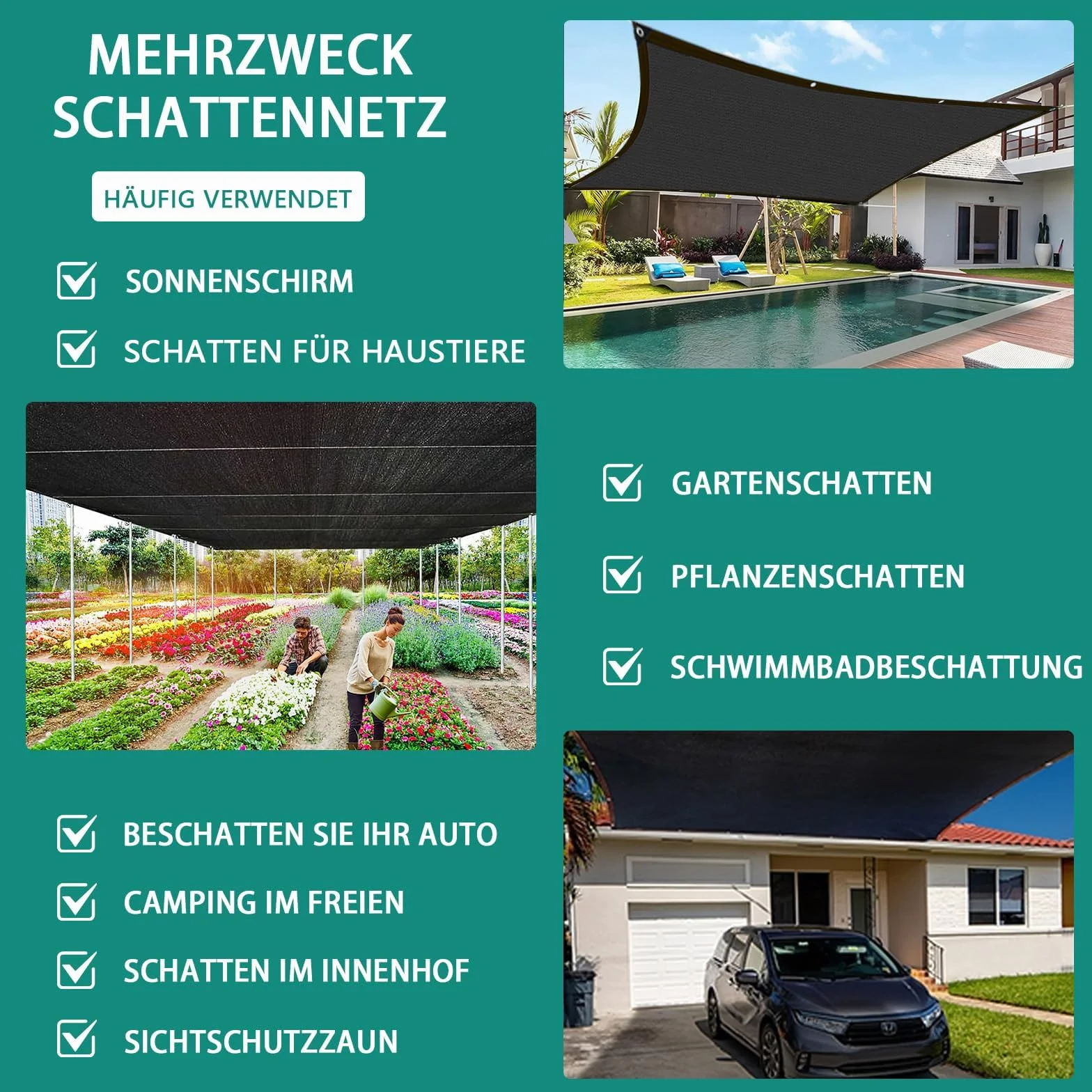 Rete Ombreggiante 3x5m 70% - Blocca i Raggi UV, Antivento, Antigrandine - Telo Ombreggiante con Occhielli per Pergola, Giardino, Balcone, Serra, Pollaio