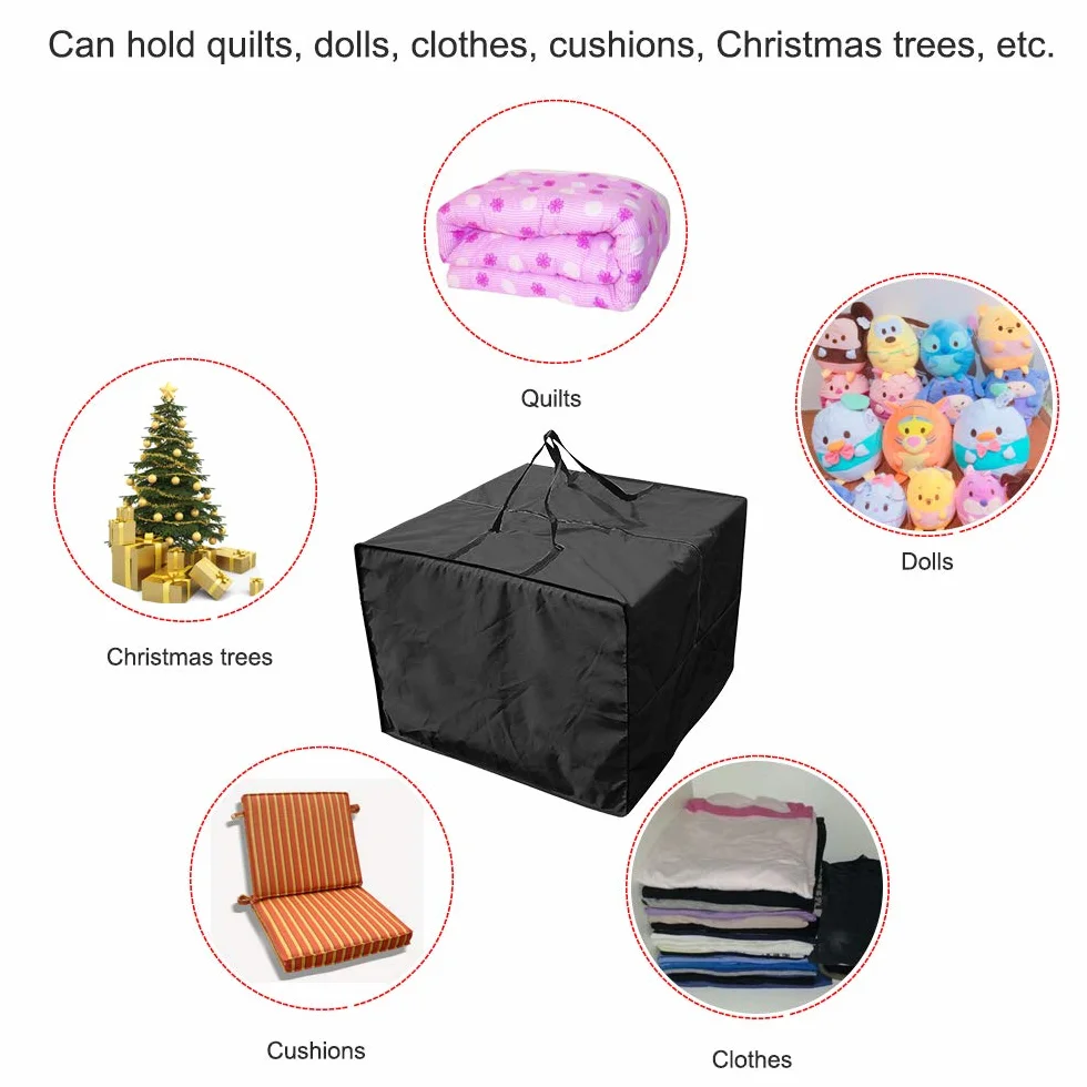 Borsa per cuscini da giardino - Resistente 210D borsa cuscini esterno, Borsa per cuscino da patio con cerniera con manici e capacità 81 x 81 x 61 cm